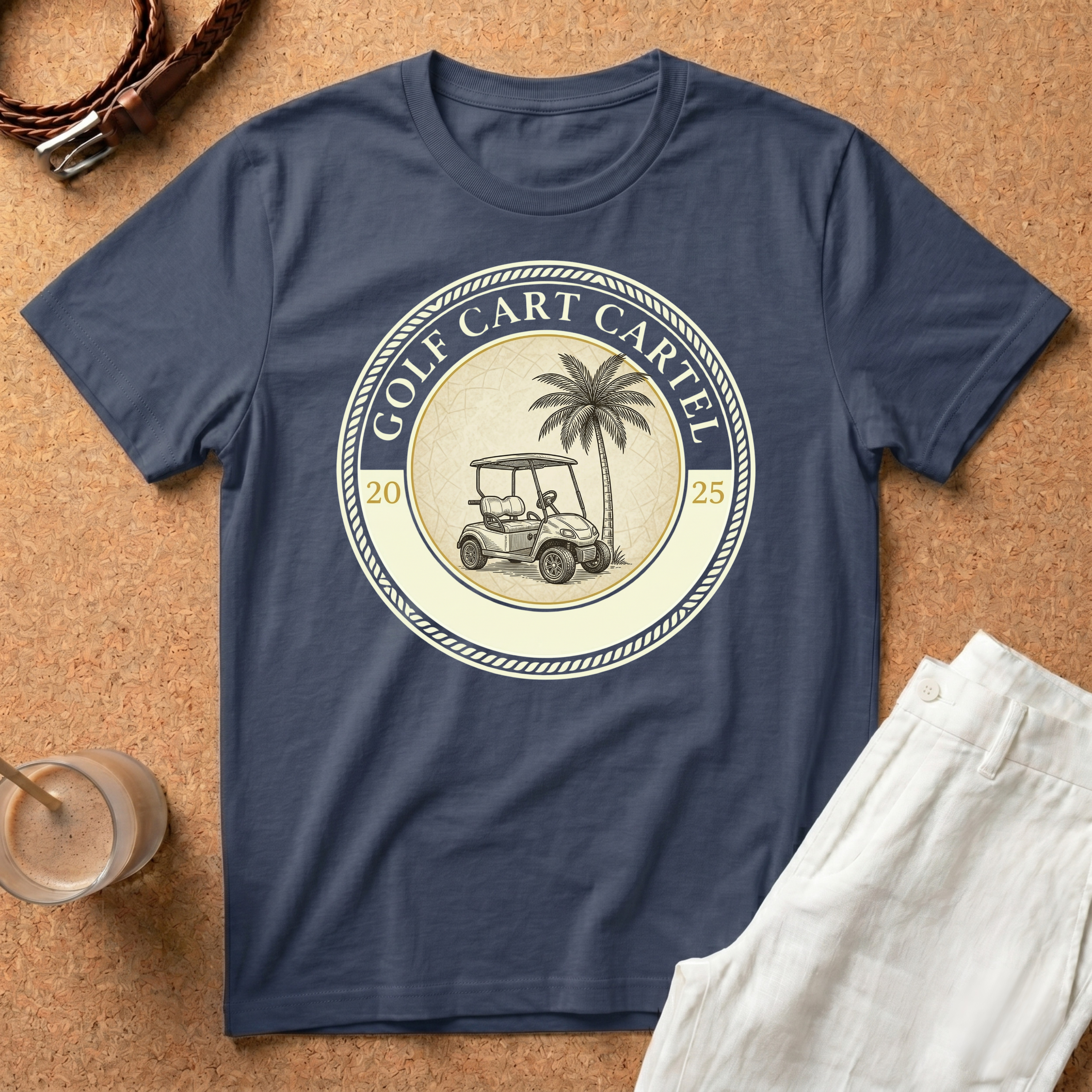 Golf Cart Cartel T-Shirt — Vintage Palm & Cart Design (Since 2025)