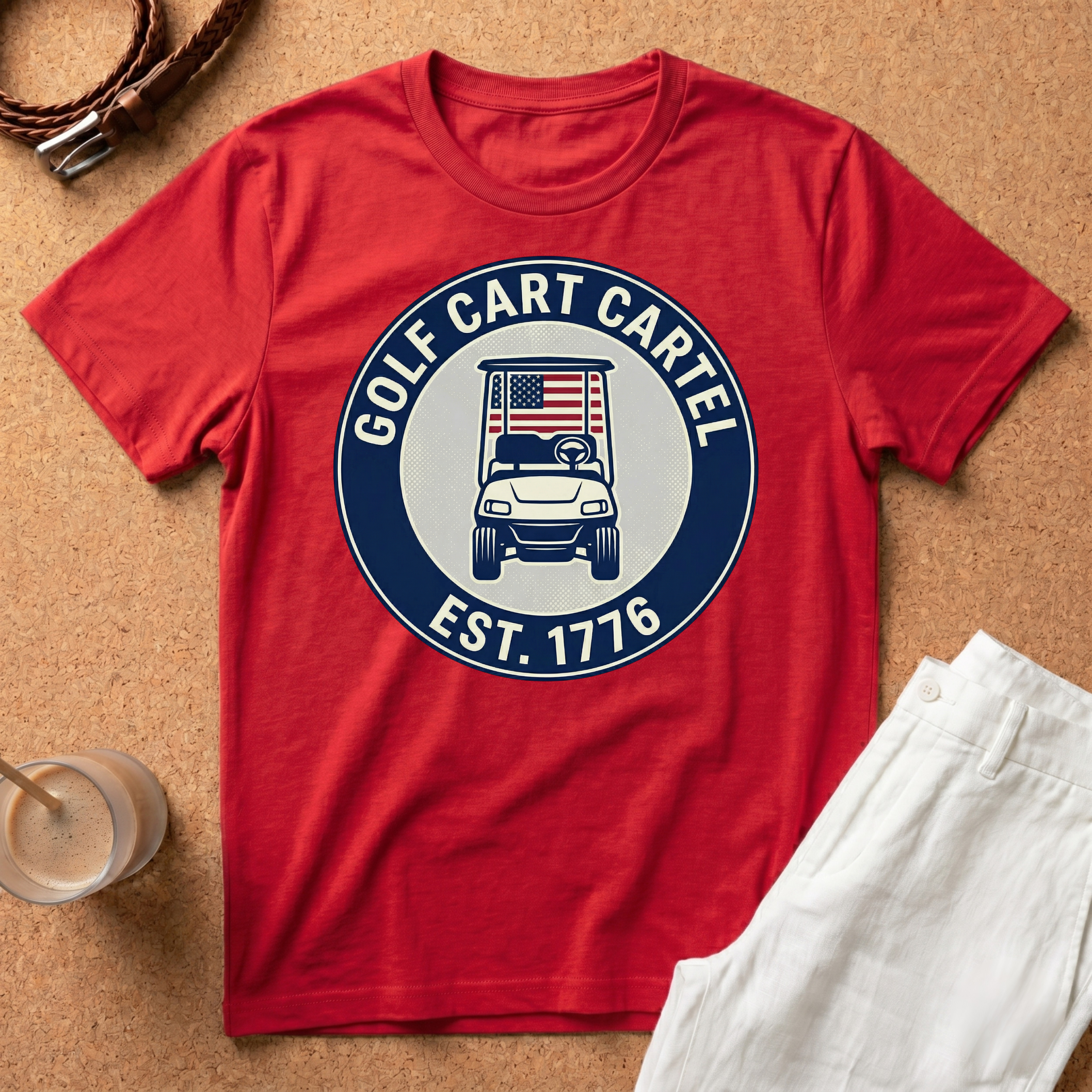 Golf Cart T-Shirt – 'Golf Cart Cartel Est. 1776' Patriotic Golf Tee