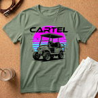 Cartel Golf Cart Retro 80s Sunset T-Shirt