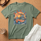 Sunset Cruising T-Shirt — Vintage Golf Cart Beach Tee