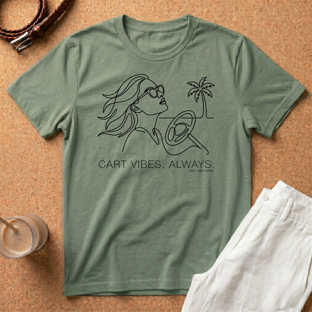 Coastal Vibes T-Shirt — 'Coast Vibes, Always' Line Art Beach Tee