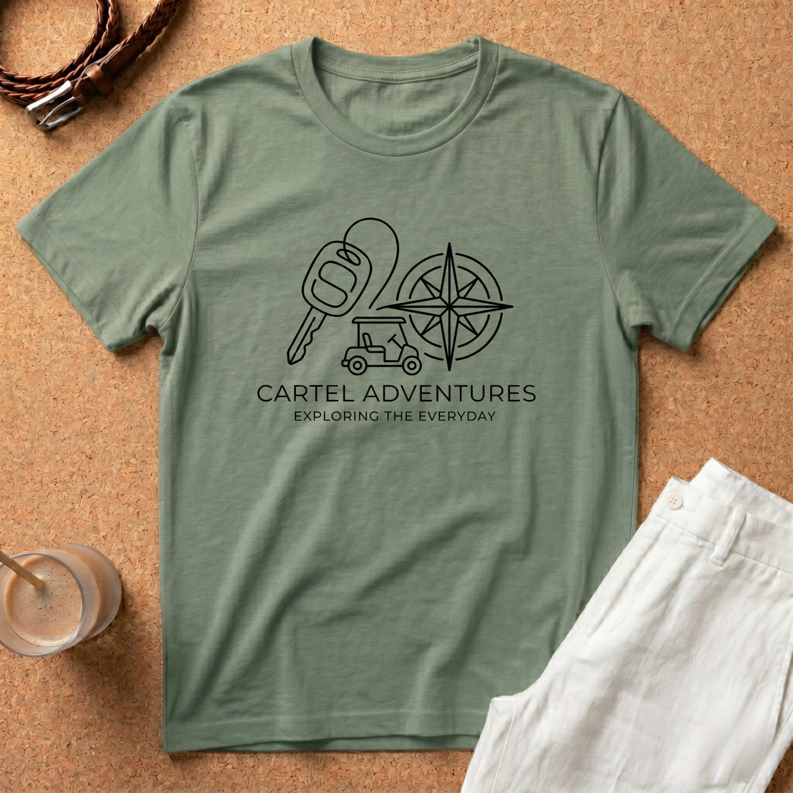Cartel Adventures T-Shirt – 'Exploring the Everyday' Compass & Keys Travel Tee