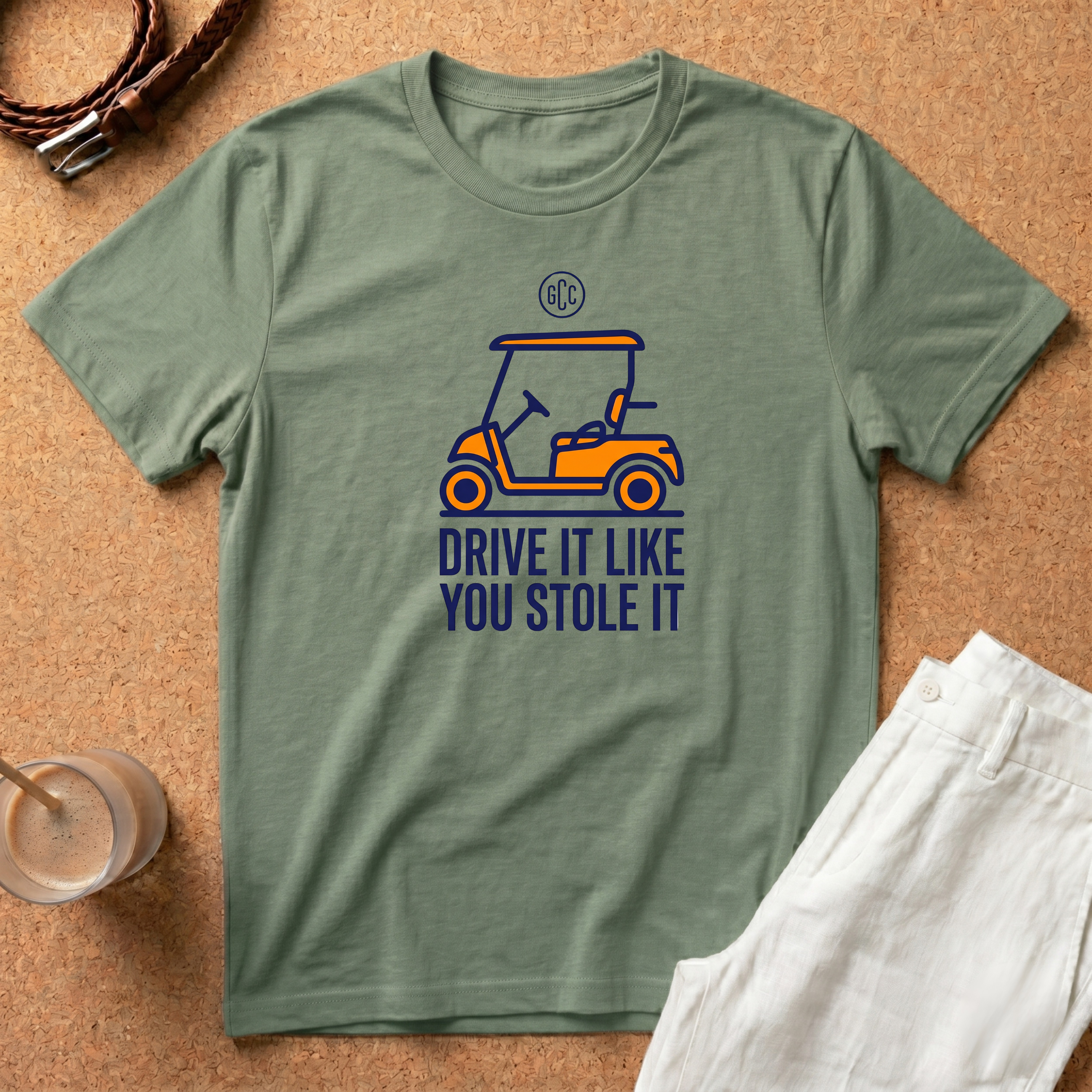 Golf Cart T-Shirt — "Drive It Like You Stole It" Funny Golfing Tee