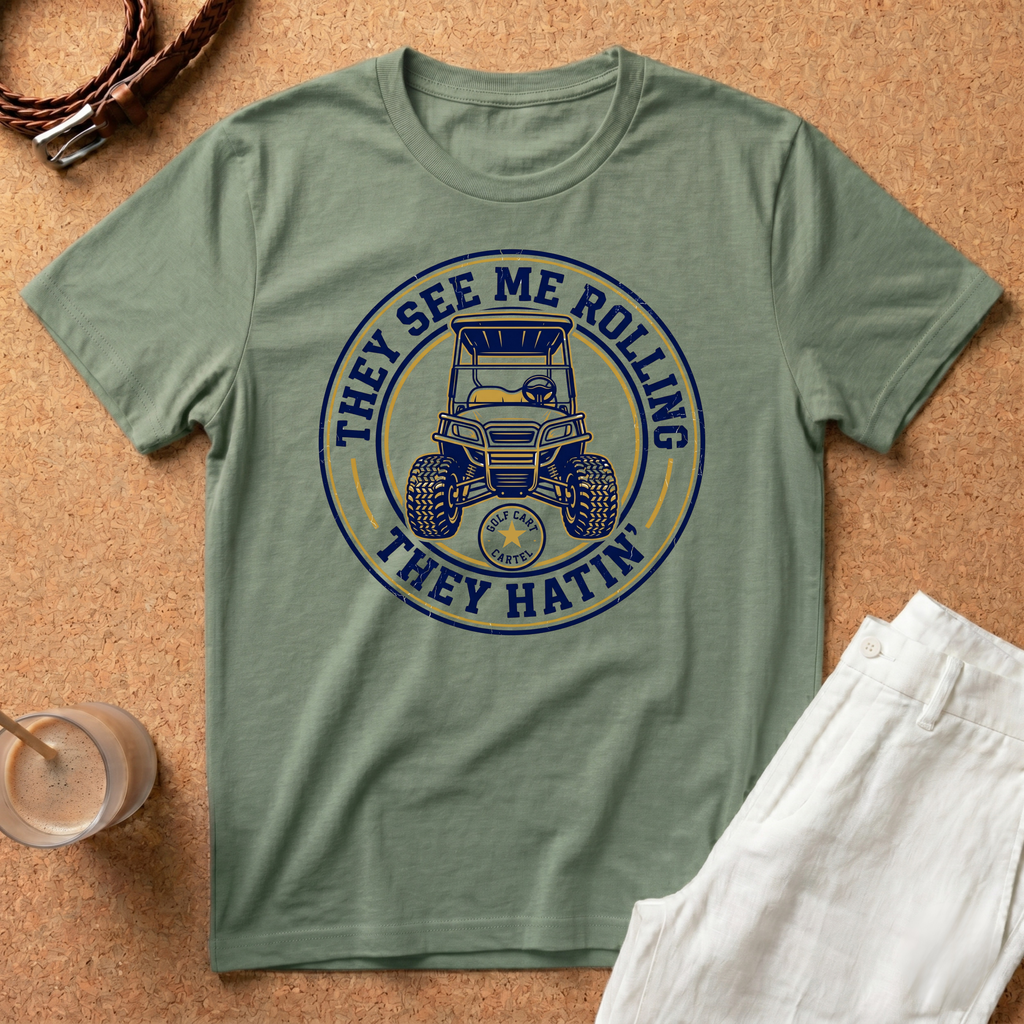Golf Cart T‑Shirt — "They See Me Rolling They Hatin'" Vintage Golf Cart Tee