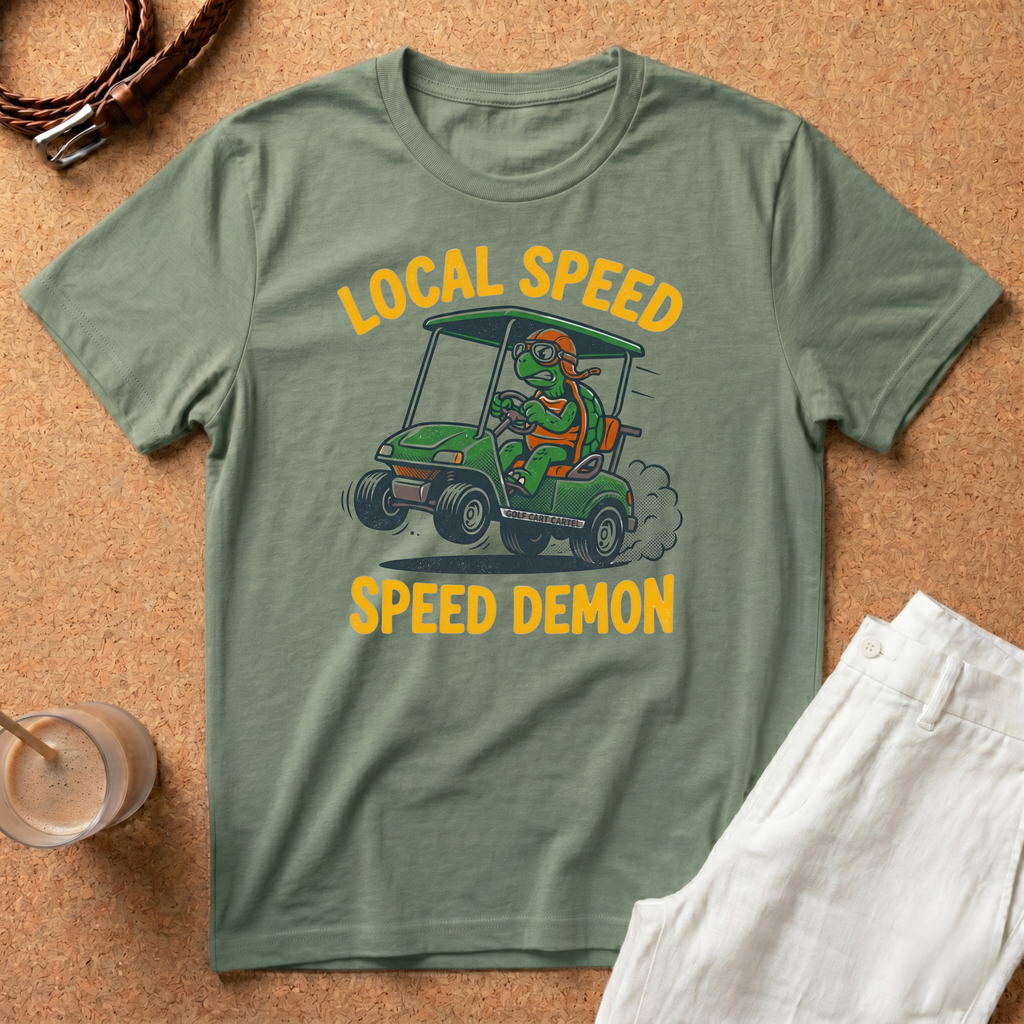 Speed Demon Golf Cart T-Shirt — "Local Speed" Retro Cartoon Tee
