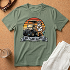Golf Cart Cartel T-Shirt — Retro Sunset Golf Cart Graphic