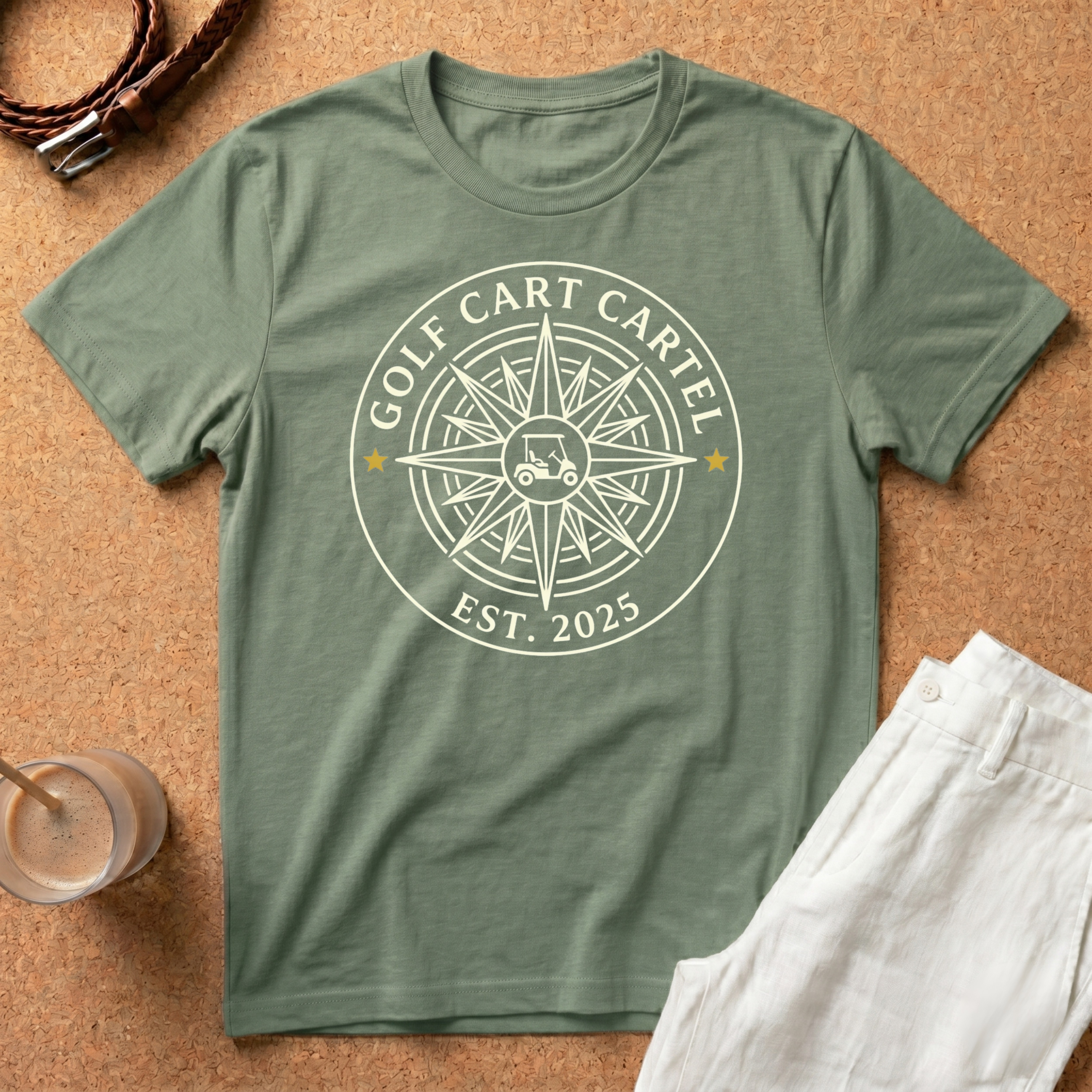 Golf Cart Cartel T-Shirt — Compass Logo Tee (Est. 2025)
