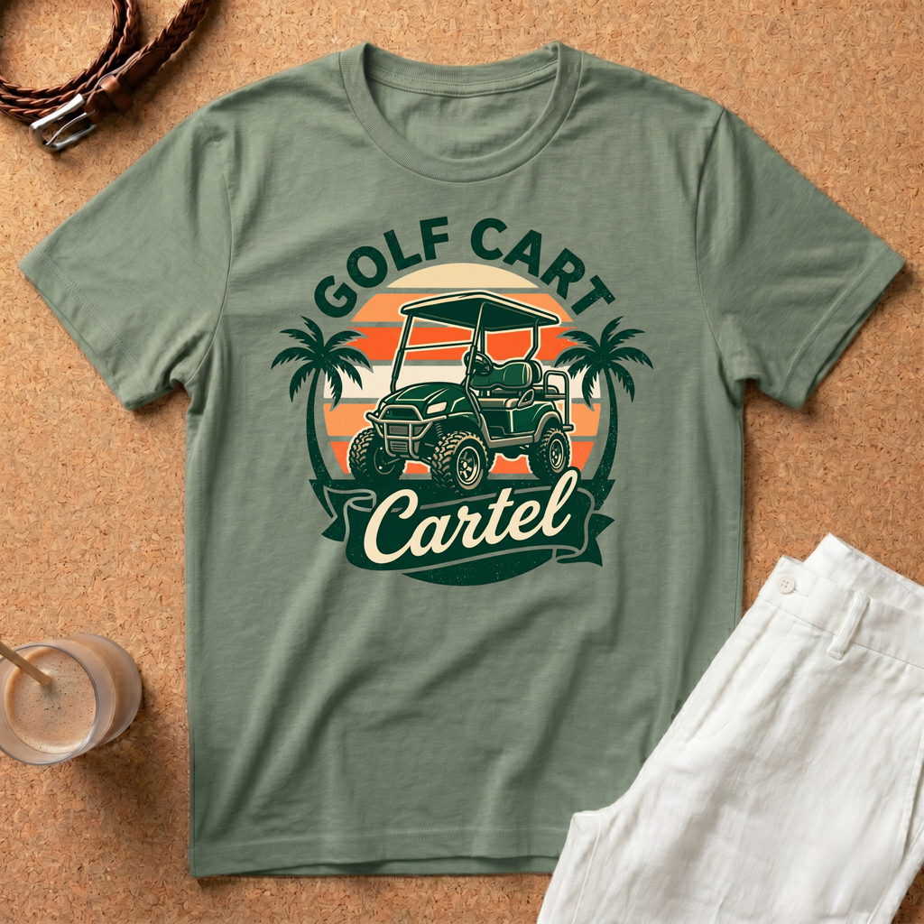 Golf Cart Cartel Vintage Sunset T-Shirt