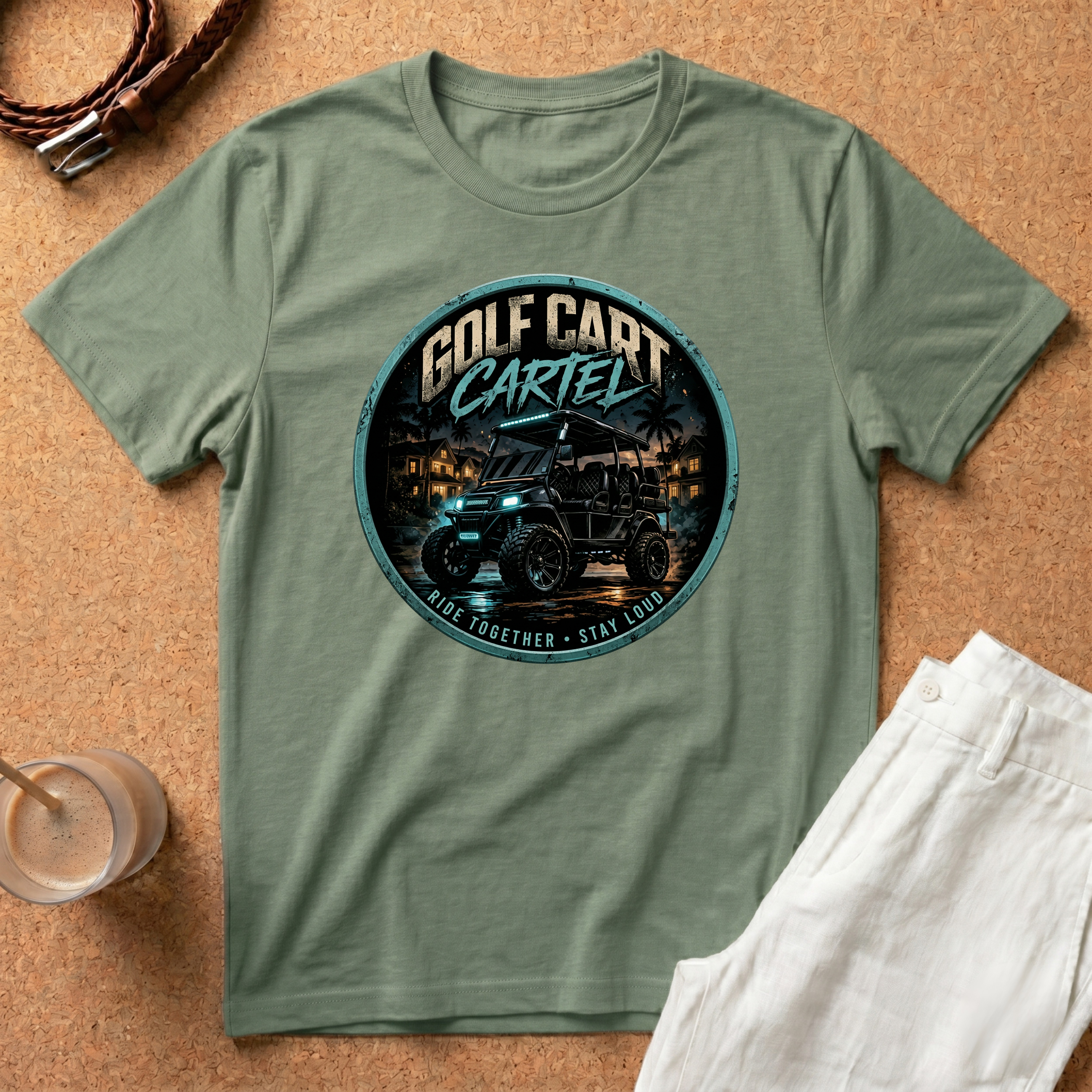 Golf Cart Cartel T-Shirt – Retro Nighttime Driving Graphic Tee