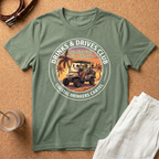 Drinks & Drives Club T-Shirt – Coastal Drinkers Cartel Golf Cart Sunset Tee