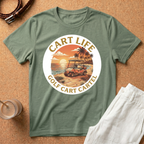 Golf Cart Life Sunset T-Shirt — "Cart Life: Golf Cart Cartel" Retro Beach Tee