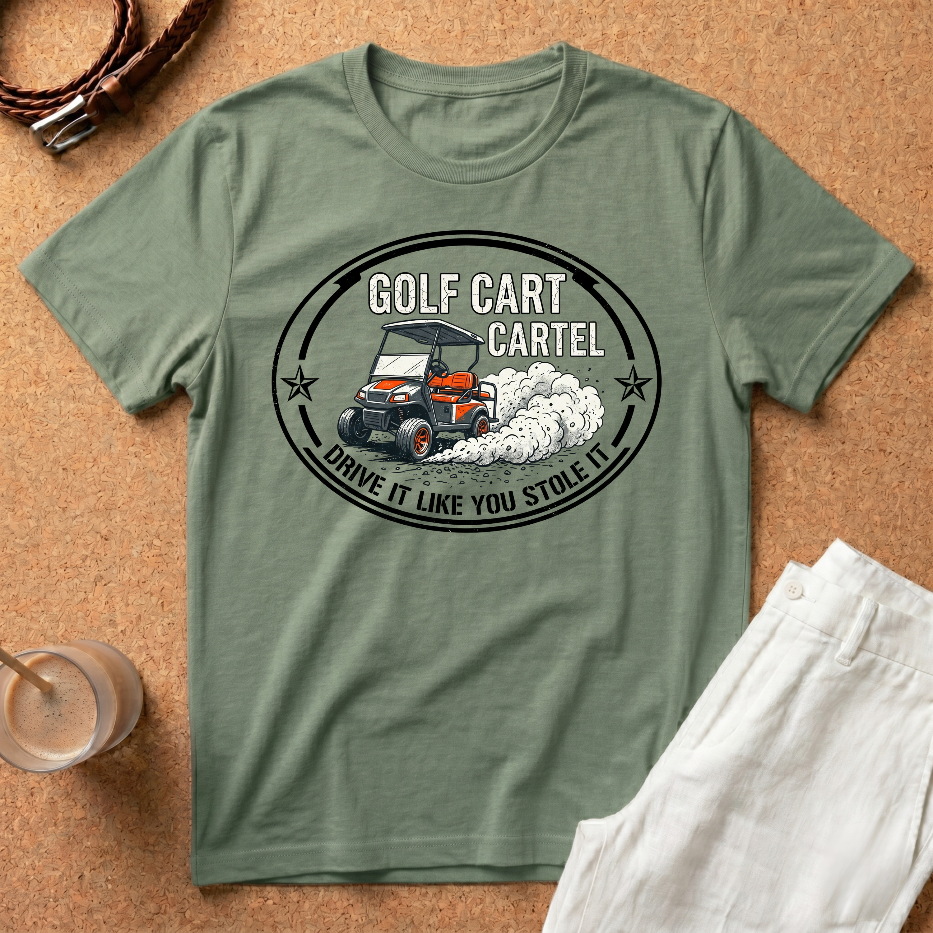 Golf Cart Cattle T-Shirt — “Drive It Like You Stole It” Vintage Golf Cart Tee