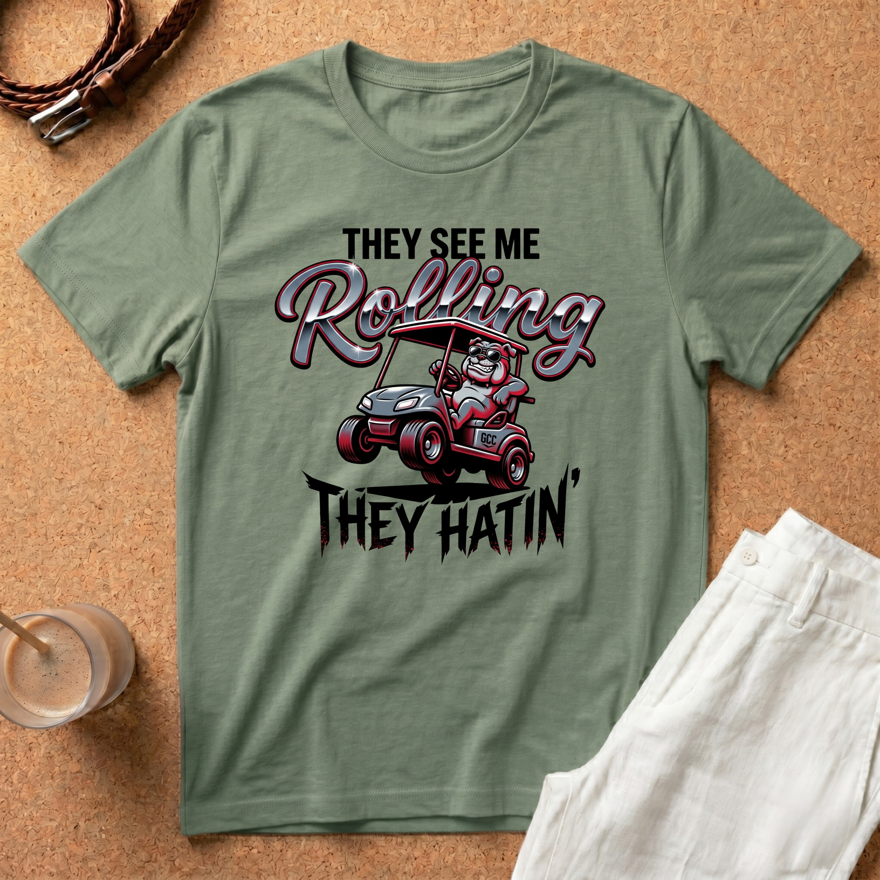 They See Me Rolling They Hatin' Golf Cart T-Shirt — Funny Golf Cart Driver Tee