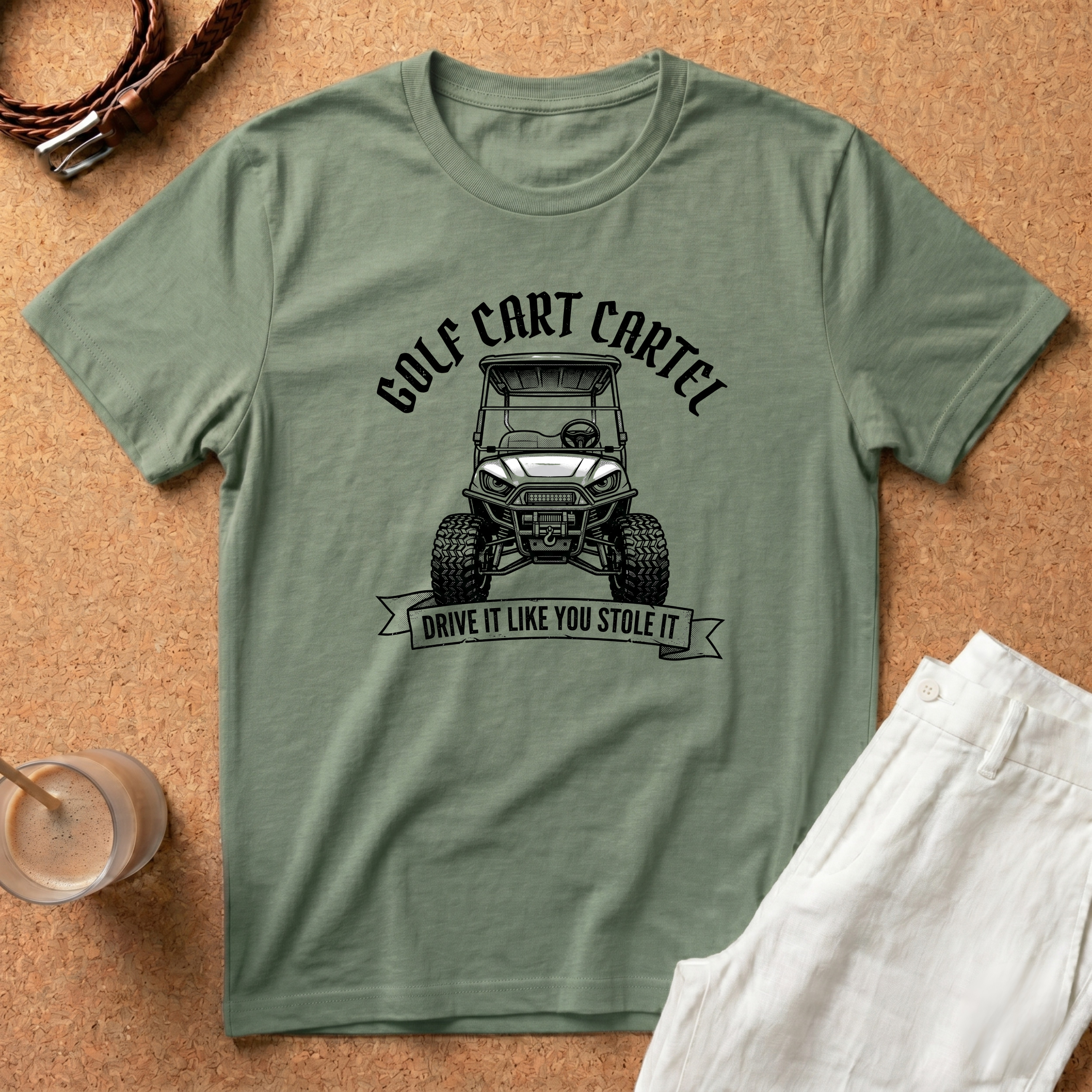 Golf Cart T-Shirt — "Golf Cart Cartel: Drive It Like You Stole It" Graphic Tee