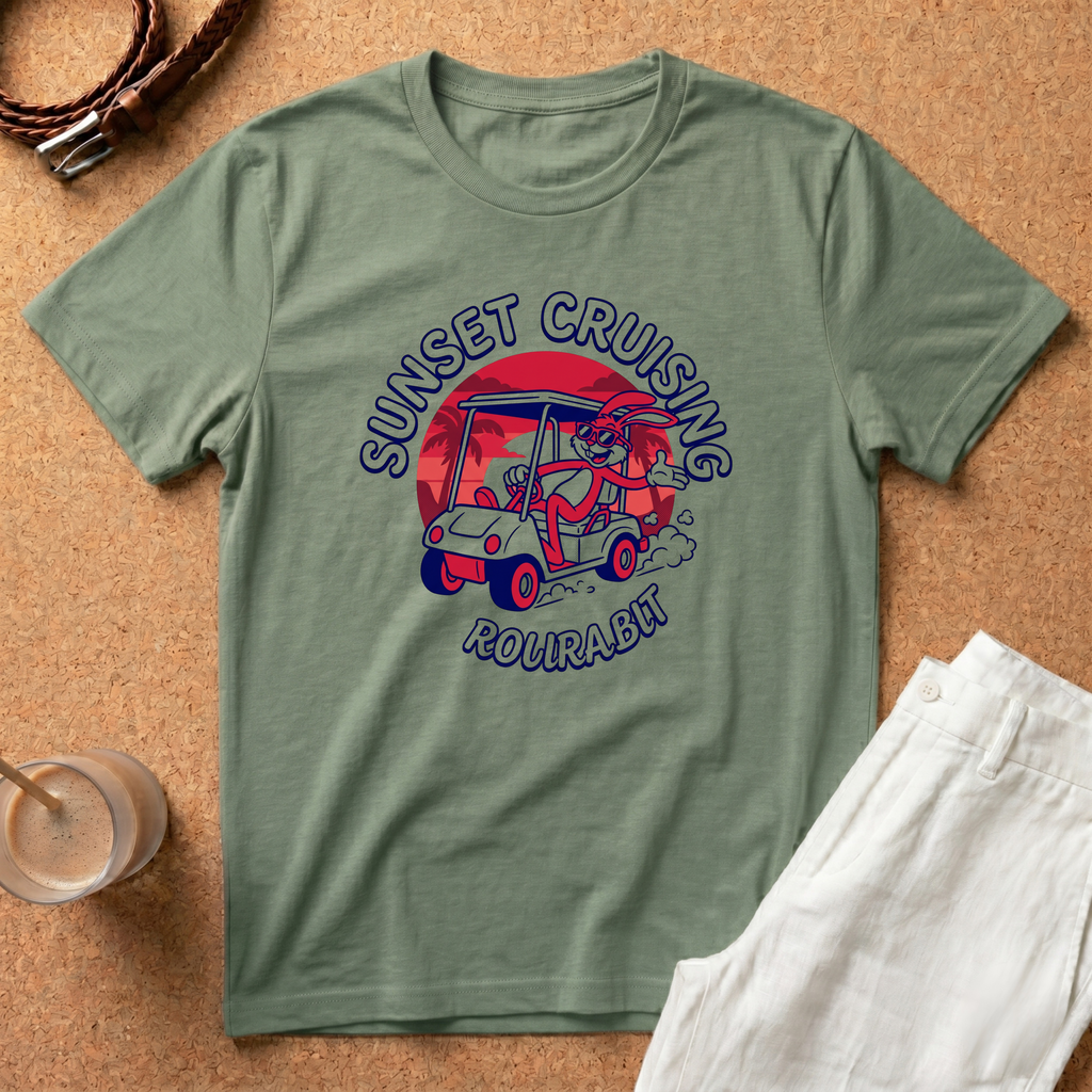 Sunset Cruising Golf Cart T-Shirt — 'Sunset Cruising' Graphic Tee