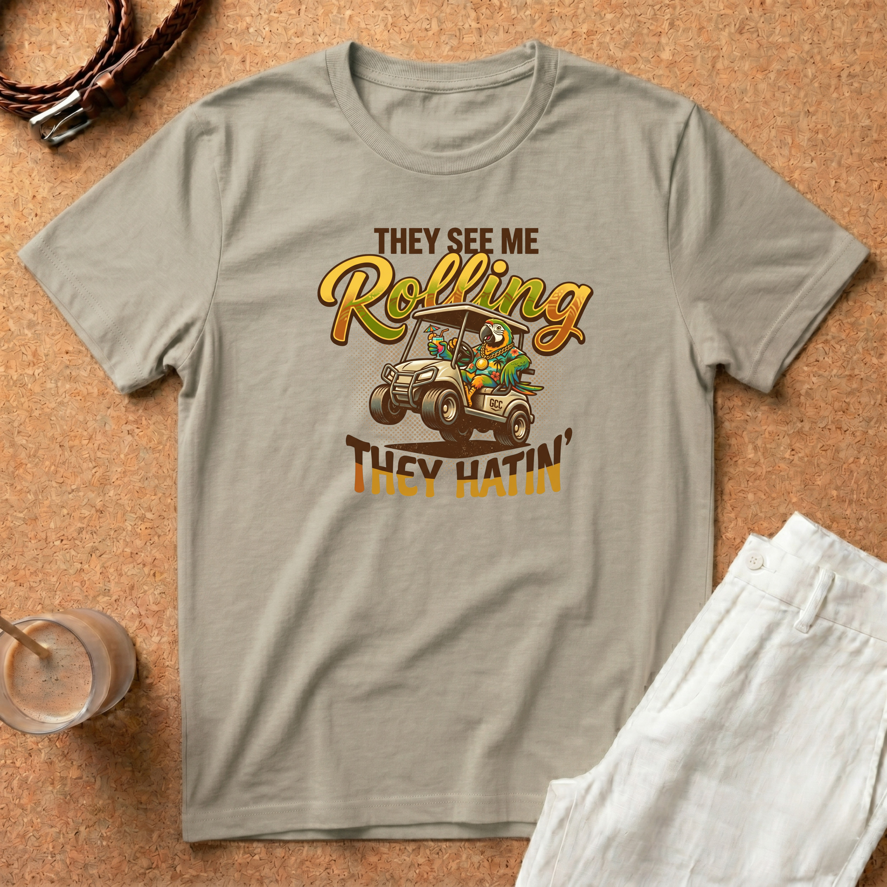 Golf Cart T-Shirt — "They See Me Rolling They Hatin'" Vintage Driving Tee