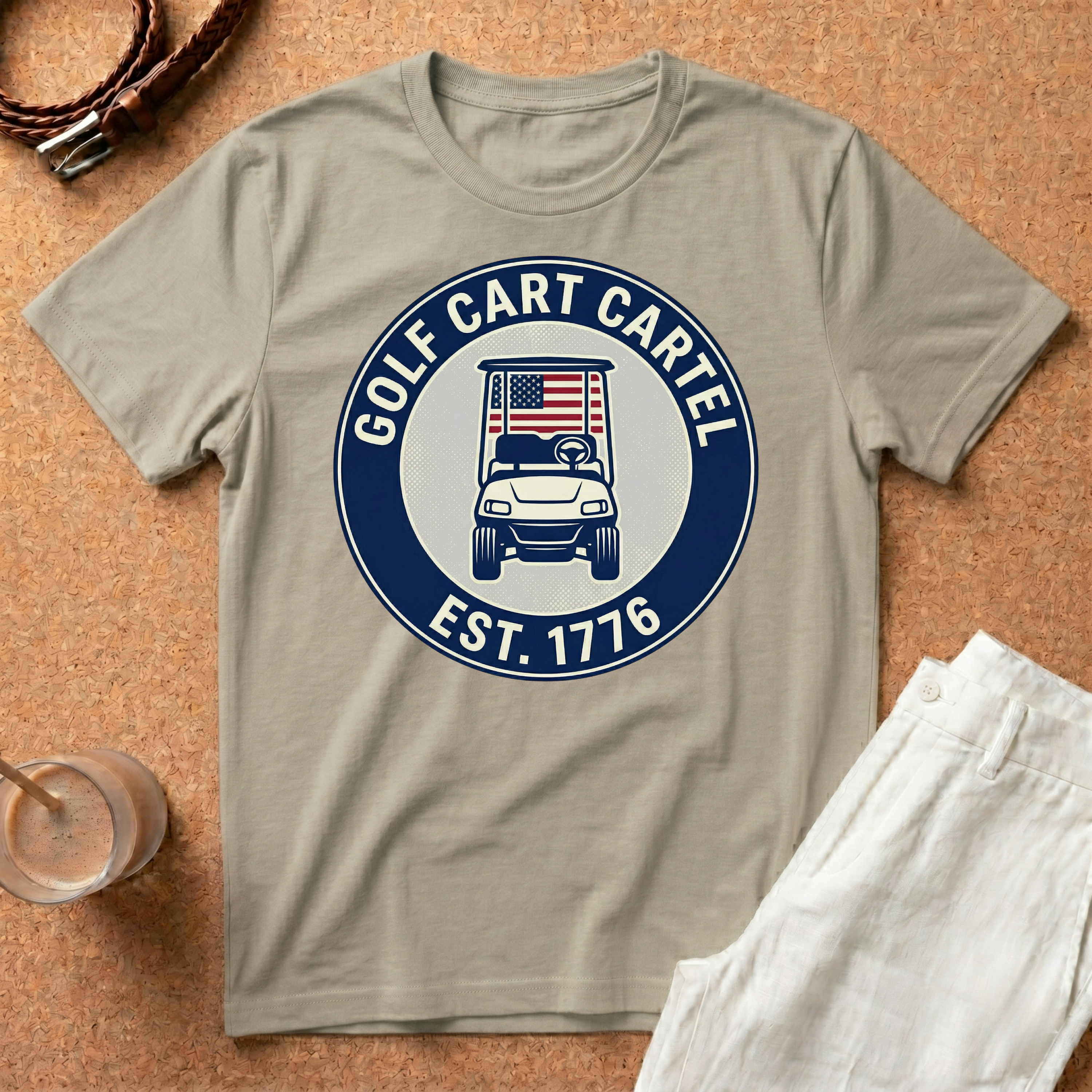 Golf Cart T-Shirt – 'Golf Cart Cartel Est. 1776' Patriotic Golf Tee