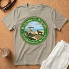 Welcome to Dogedin T-Shirt — 'Established for the Paws' Golf Cart Pet Resort Tee