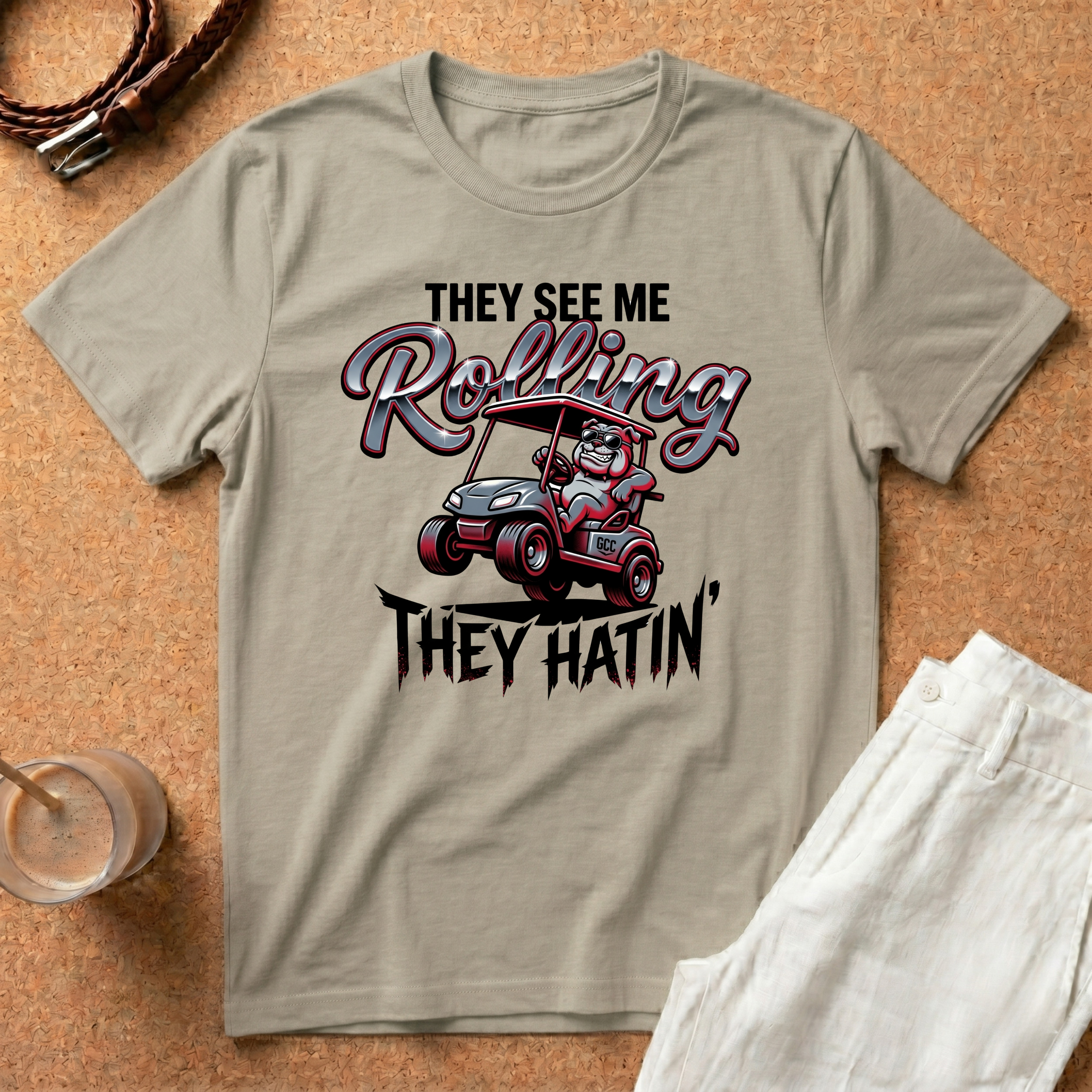 They See Me Rolling They Hatin' Golf Cart T-Shirt — Funny Golf Cart Driver Tee