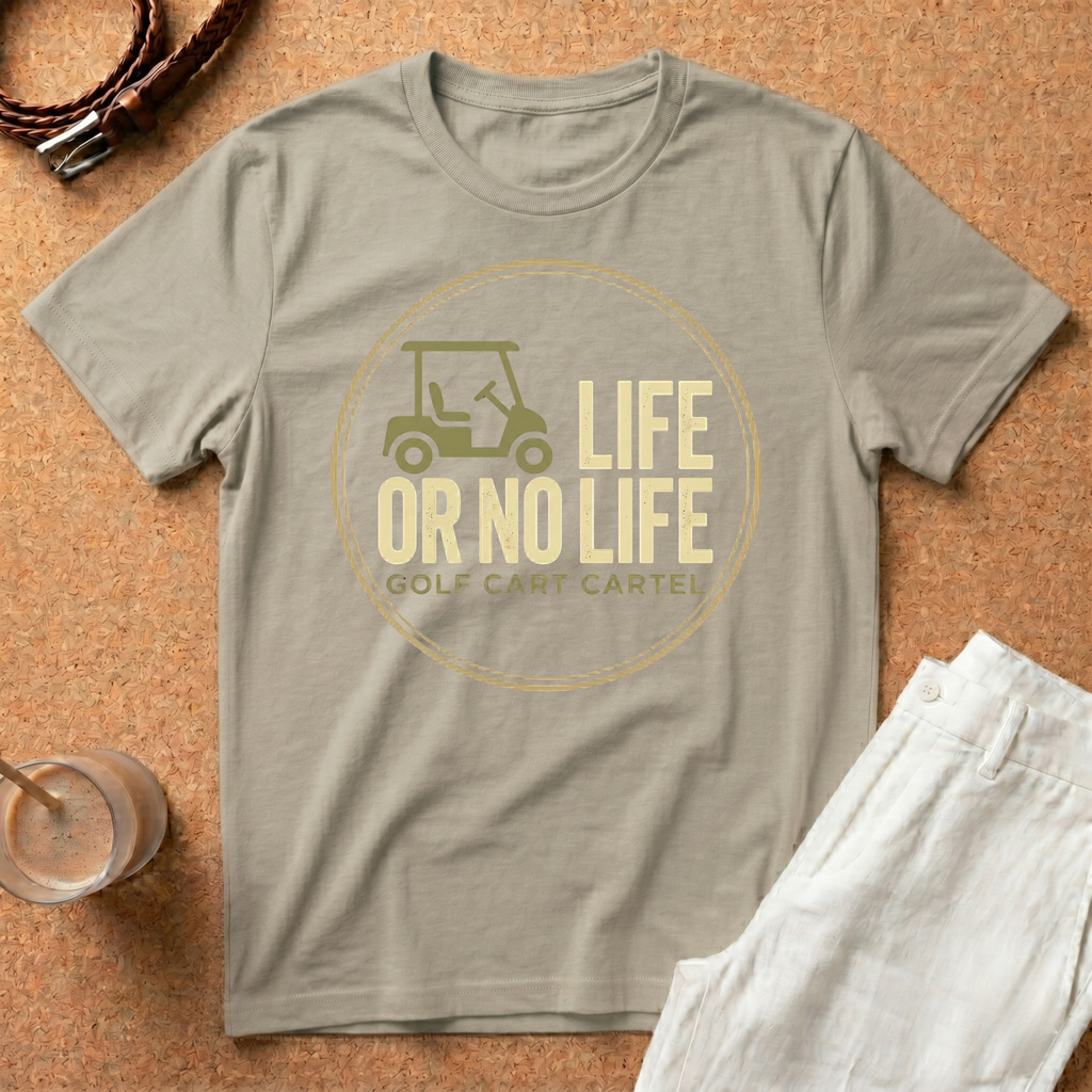 Golf T-Shirt — "Life or No Life" Golf Cart Graphic Tee