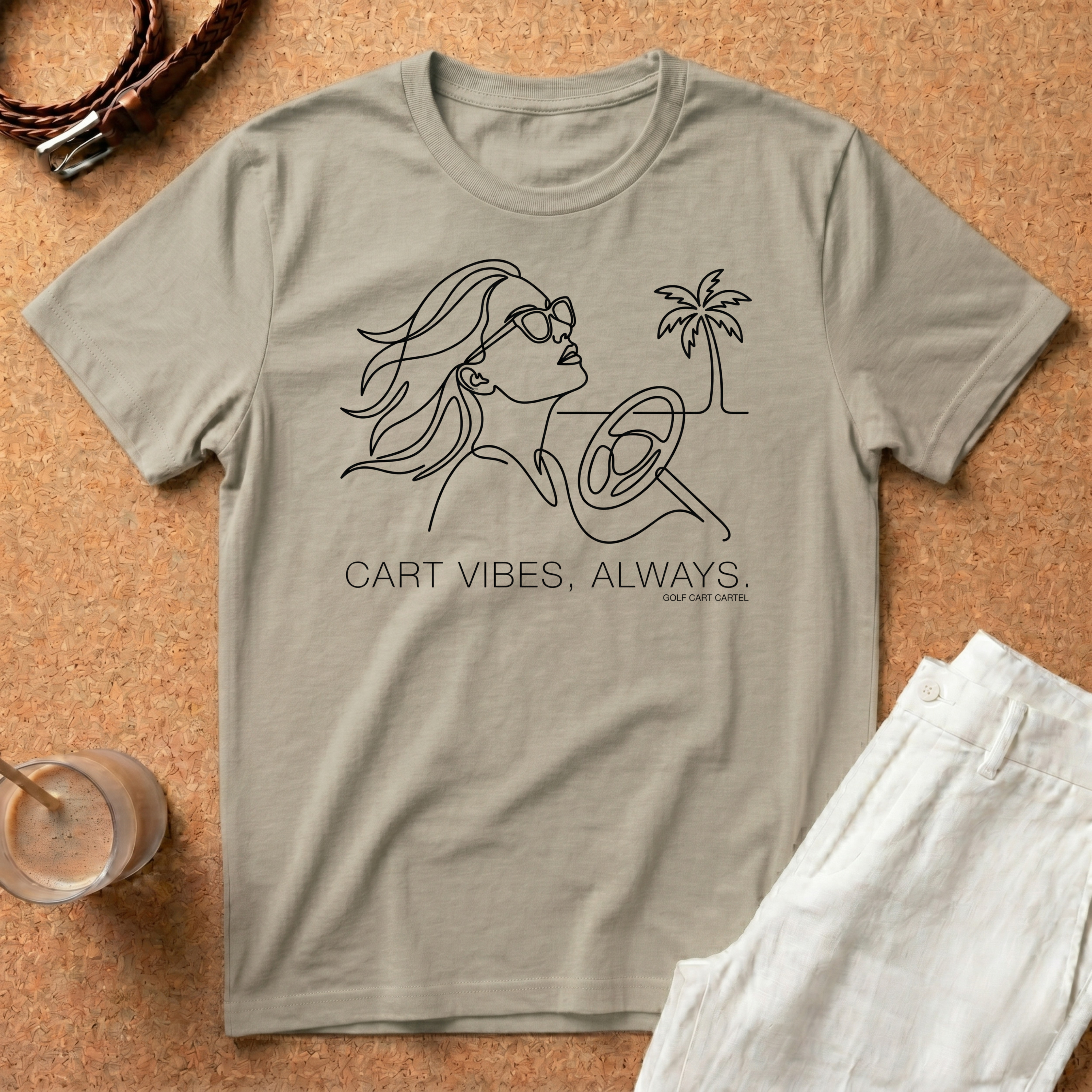 Coastal Vibes T-Shirt — 'Coast Vibes, Always' Line Art Beach Tee
