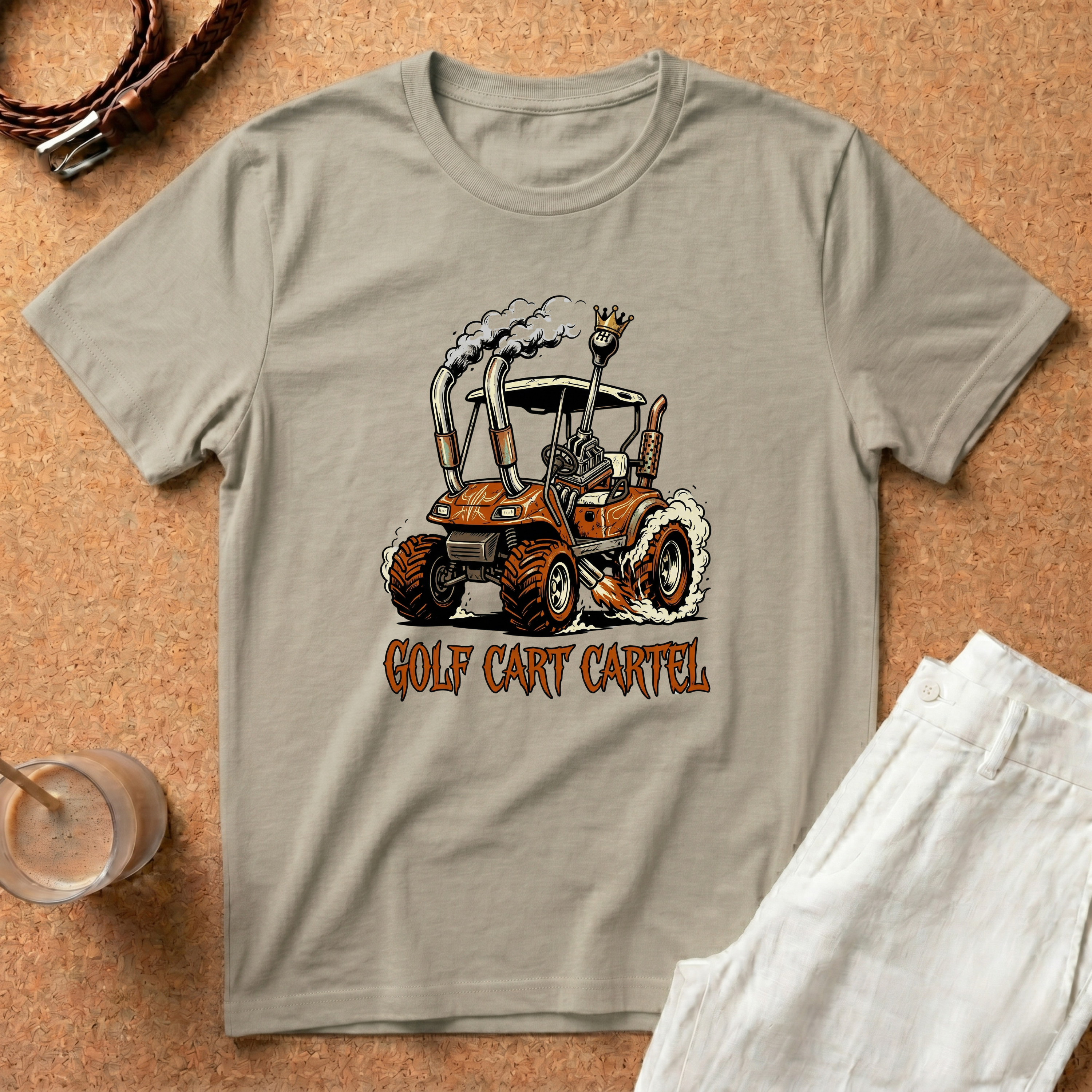 Golf Cart Cartel T-Shirt – Retro Smoking Golf Cart Graphic Tee