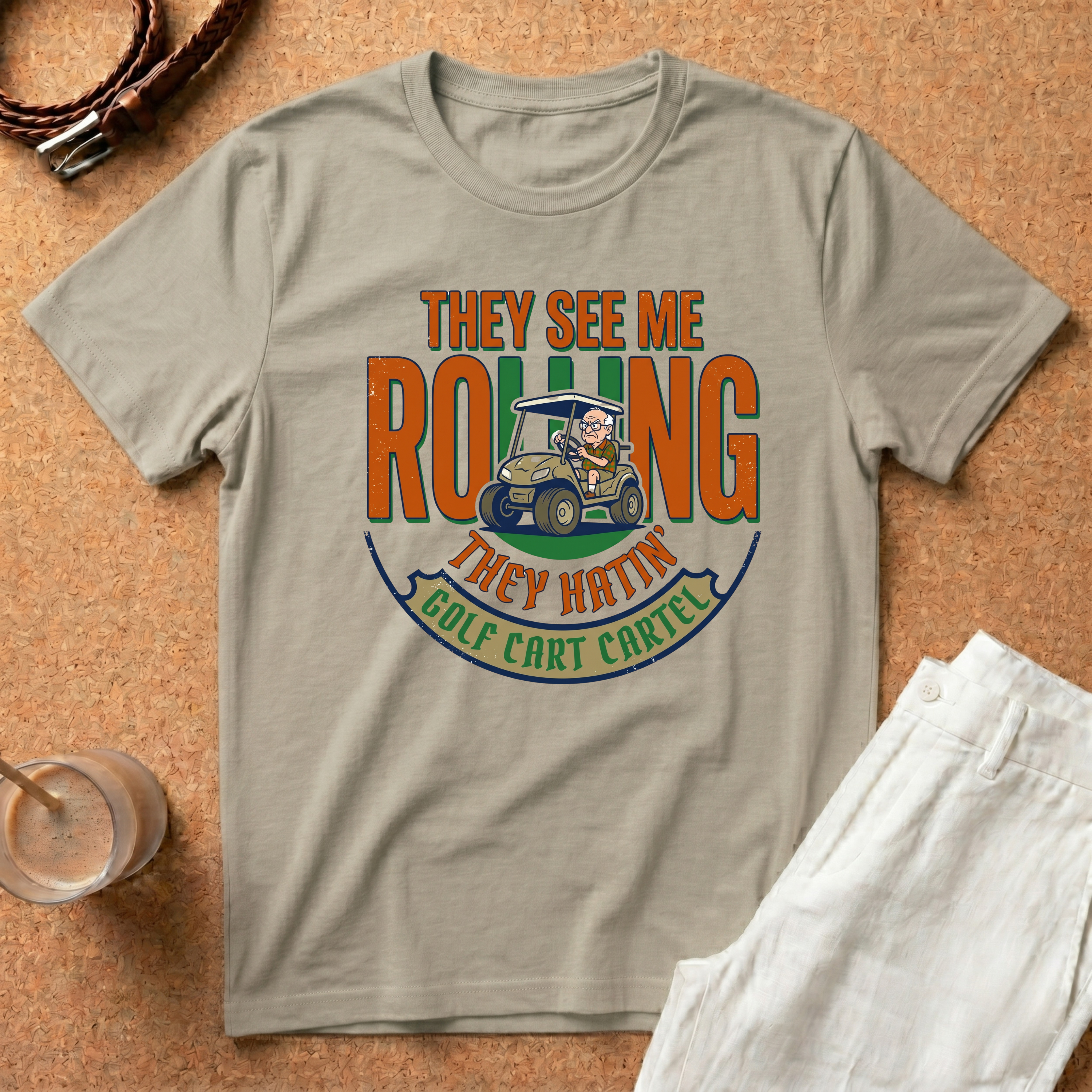 Golf T-Shirt — "They See Me Rolling They Hatin'" Golf Cart Crew Shirt