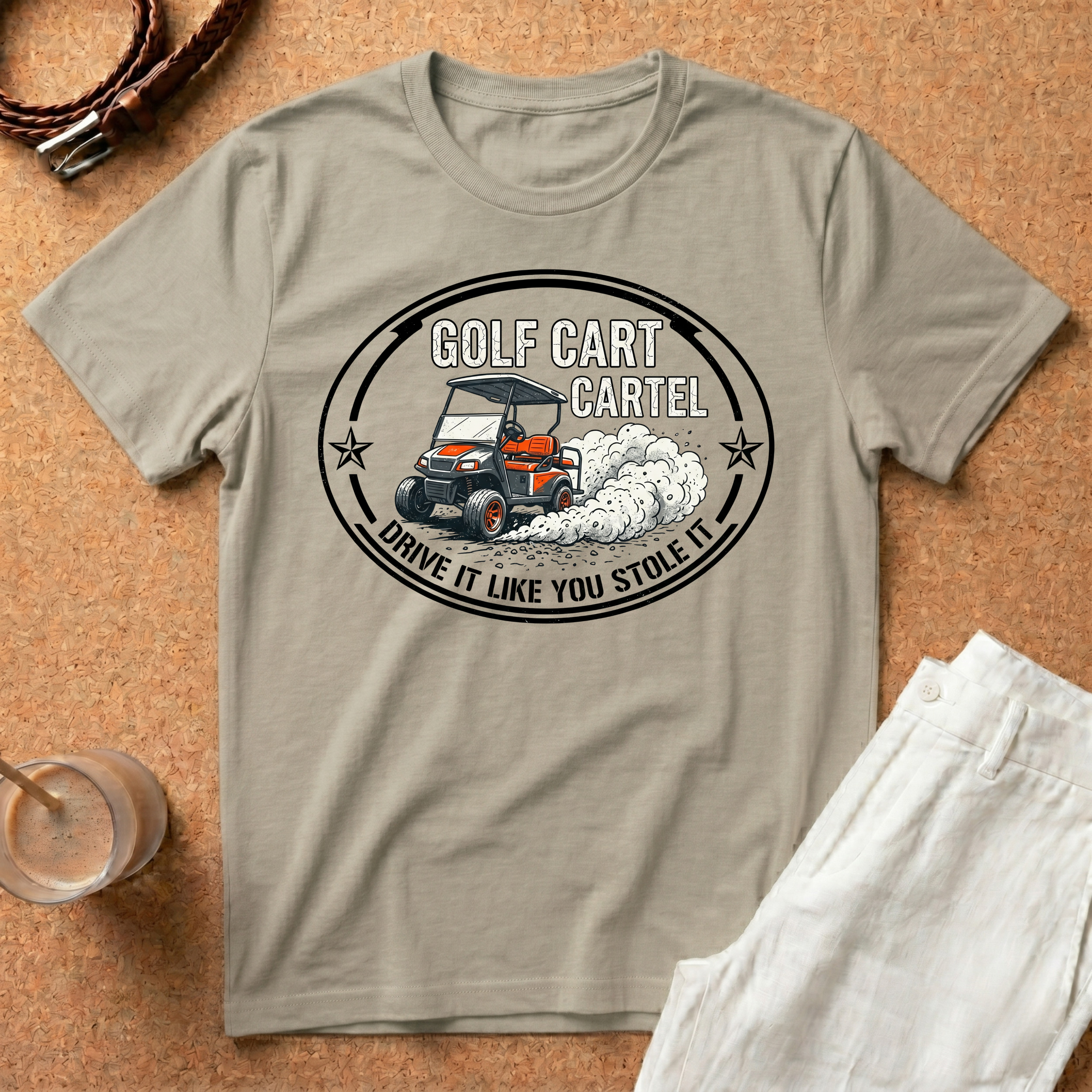 Golf Cart Cattle T-Shirt — “Drive It Like You Stole It” Vintage Golf Cart Tee