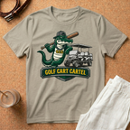 Golf Cart T-Shirt – 'Golf Cart Cartel' Alligator Mascot Graphic Tee
