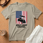 Golf Cart Cartel T-Shirt — "Golf Cart Cartel" American Flag Golf Shirt