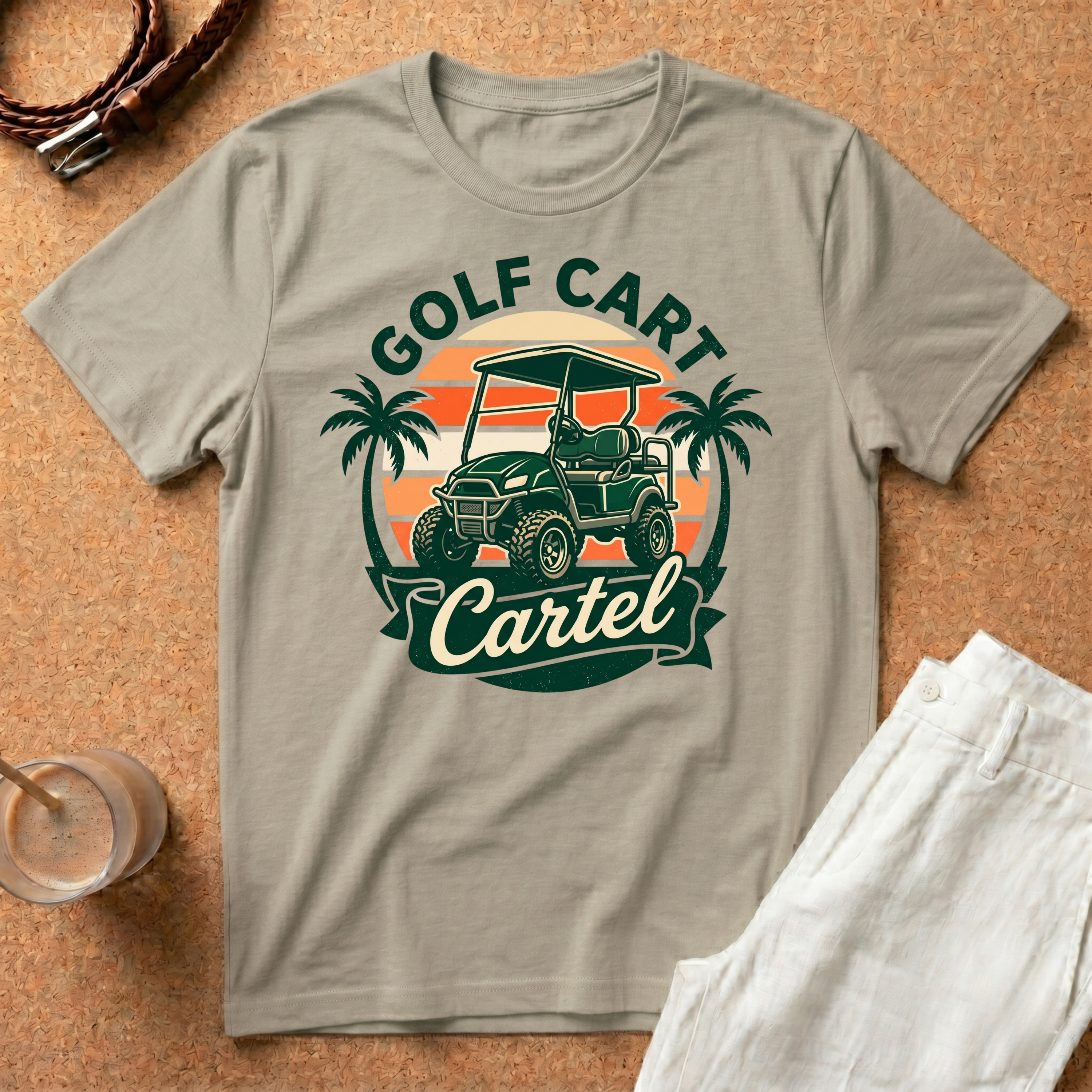 Golf Cart Cartel Vintage Sunset T-Shirt