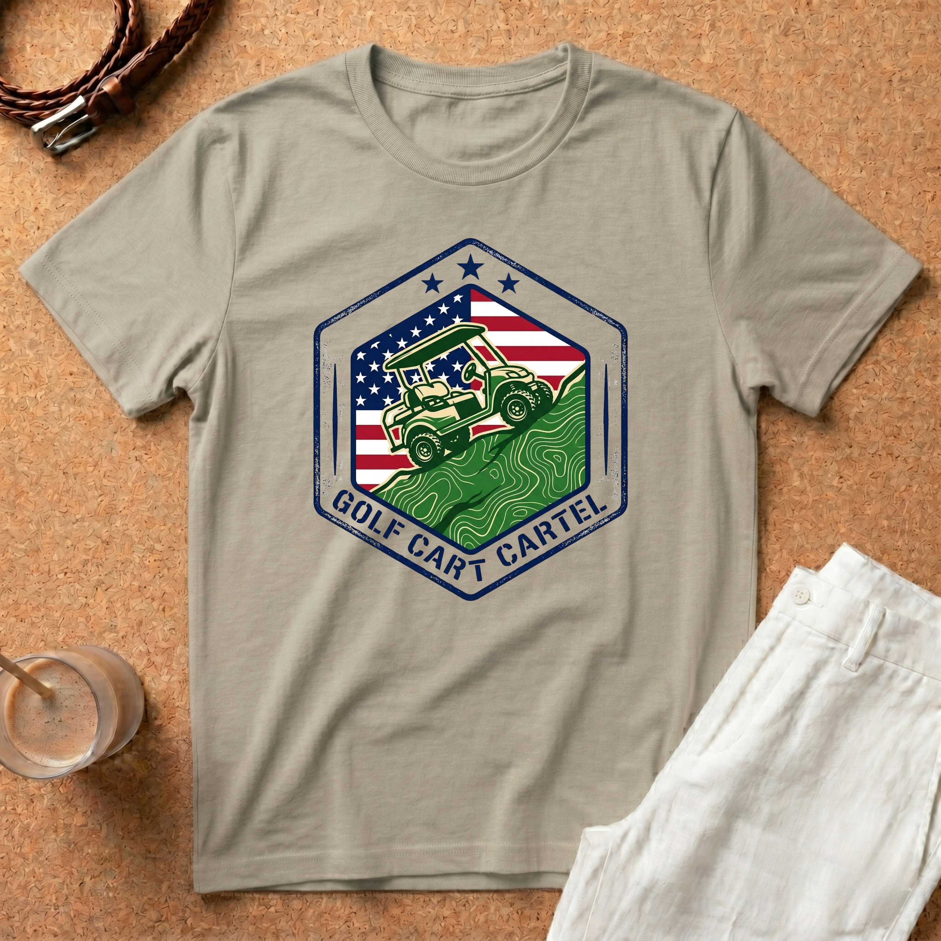 Golf Cart Cartel T‑Shirt — Patriotic American Flag Off‑Road Golf Cart Tee