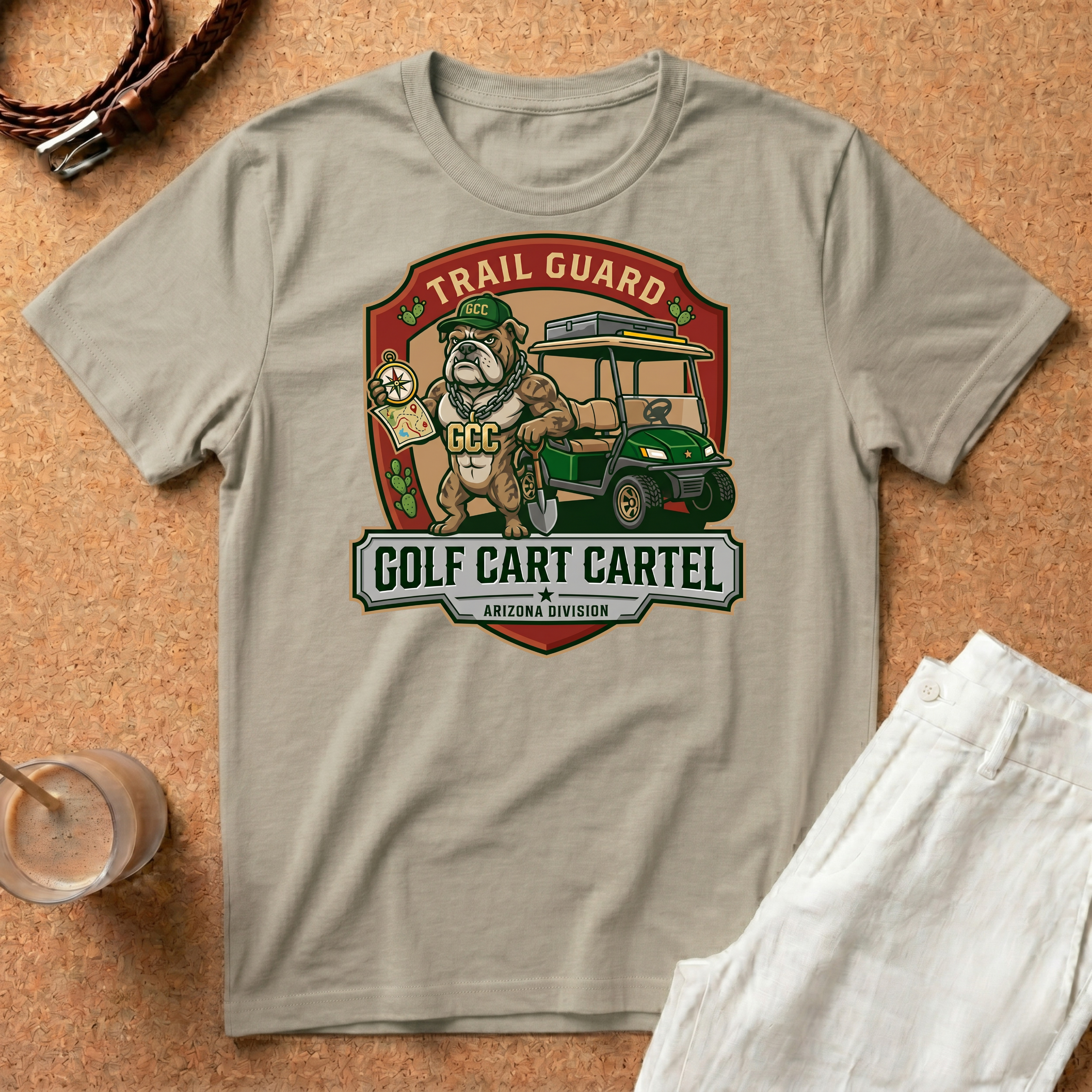 Golf Cart Cartel Trail Guard T-Shirt — Funny Golfing Badge Tee