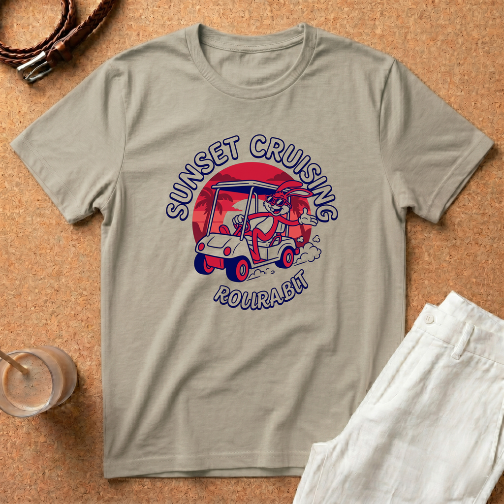 Sunset Cruising Golf Cart T-Shirt — 'Sunset Cruising' Graphic Tee