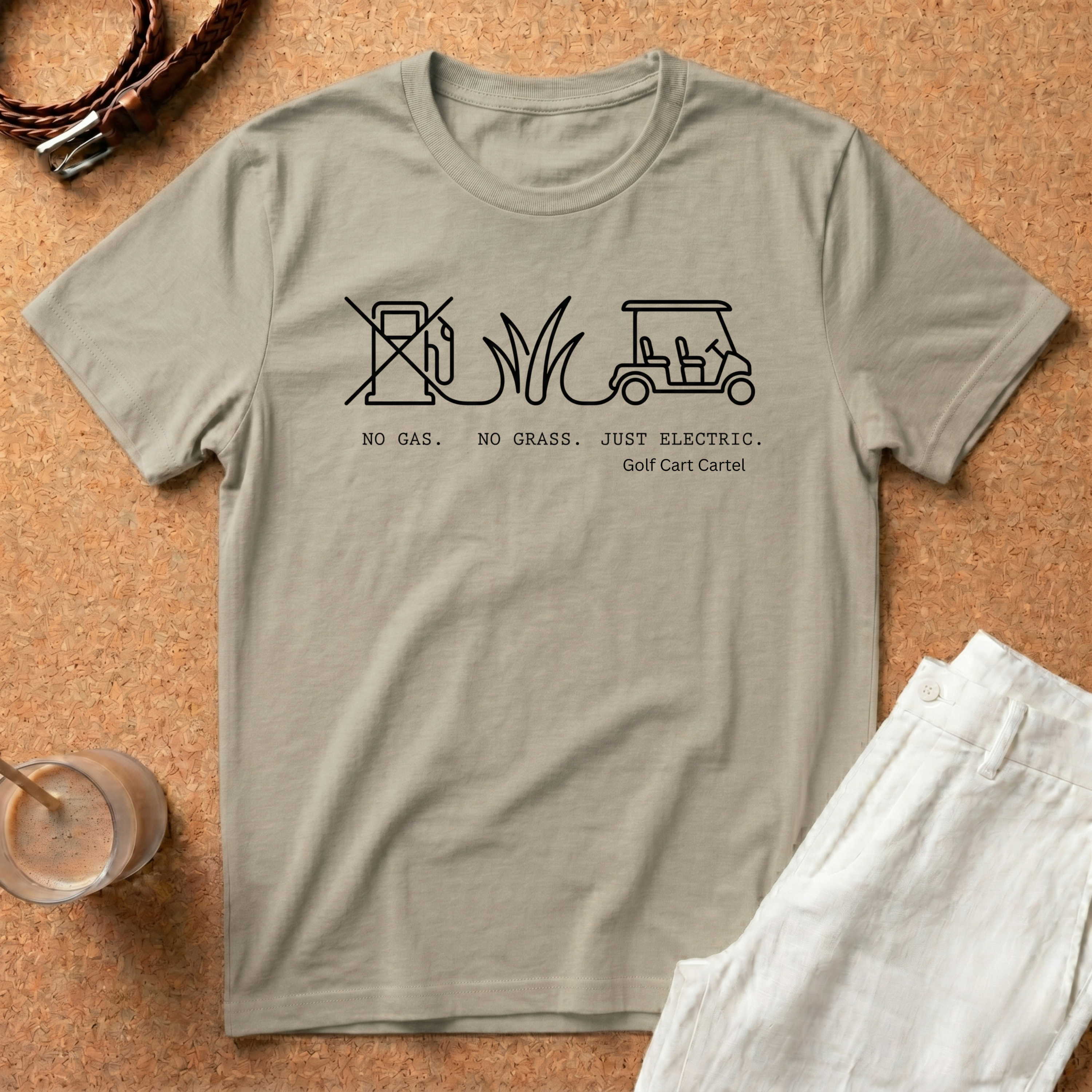 Golf Cart Rules T-Shirt — "Just Electric" Minimalist Golf Graphic Tee