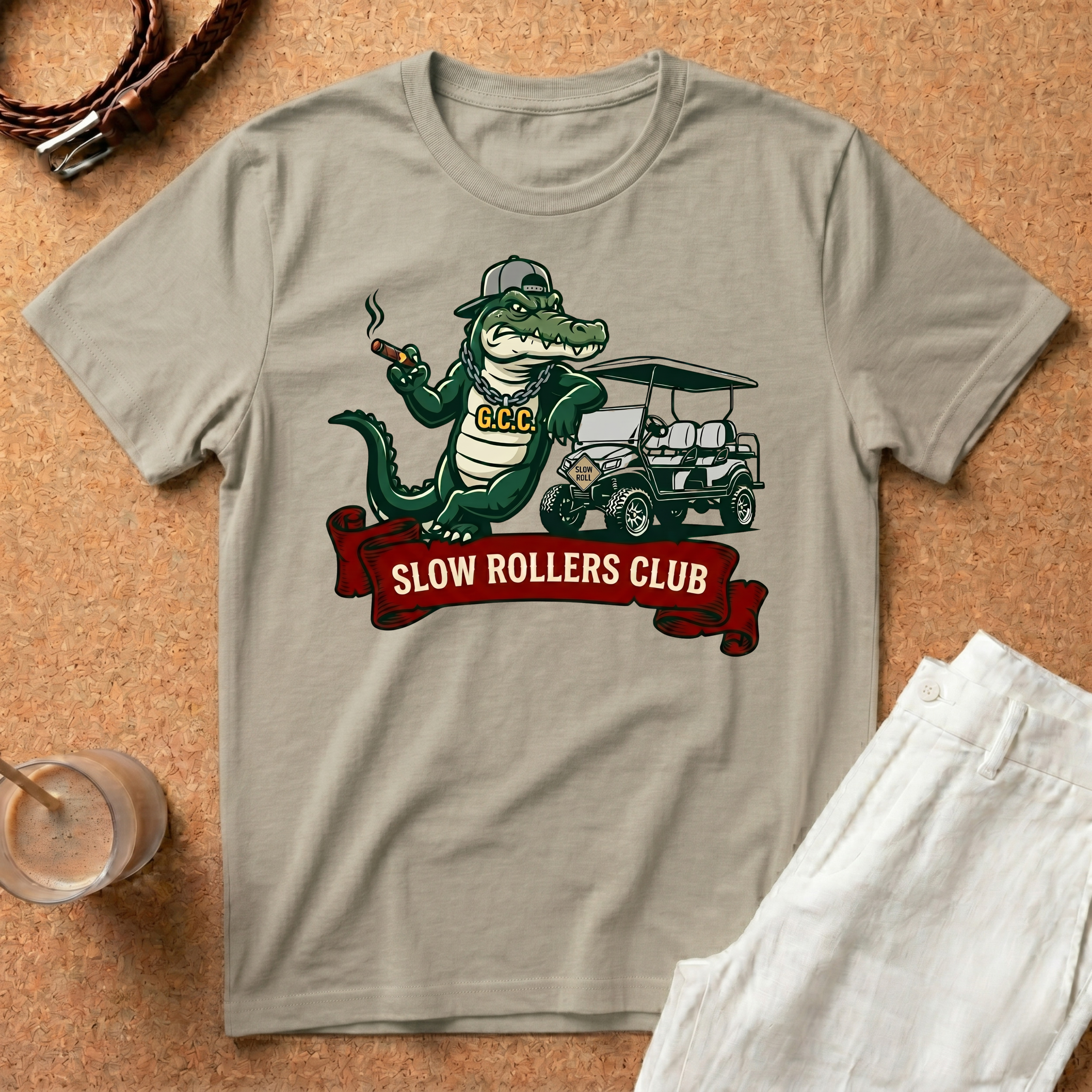 Slow Rollers Club T-Shirt — Vintage Golf Cart Alligator Design