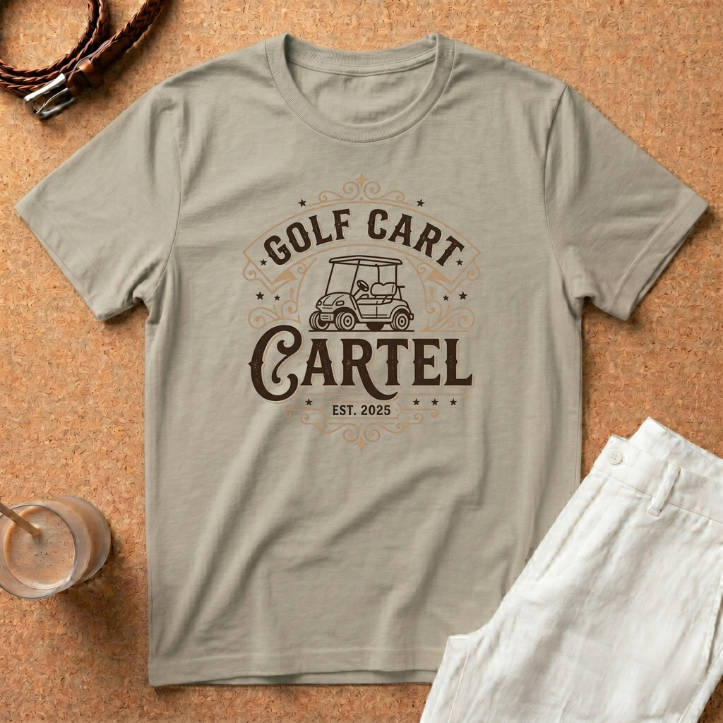 Golf Cart Cartel T-Shirt — Vintage Golf Cart Graphic Tee (Est. 2025)