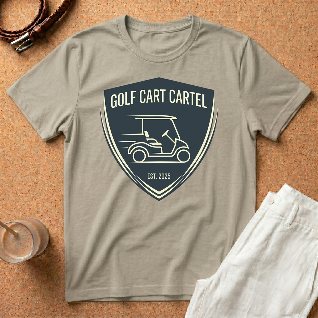 Golf Cart Cartel T-Shirt — Vintage Golf Cart Badge Tee