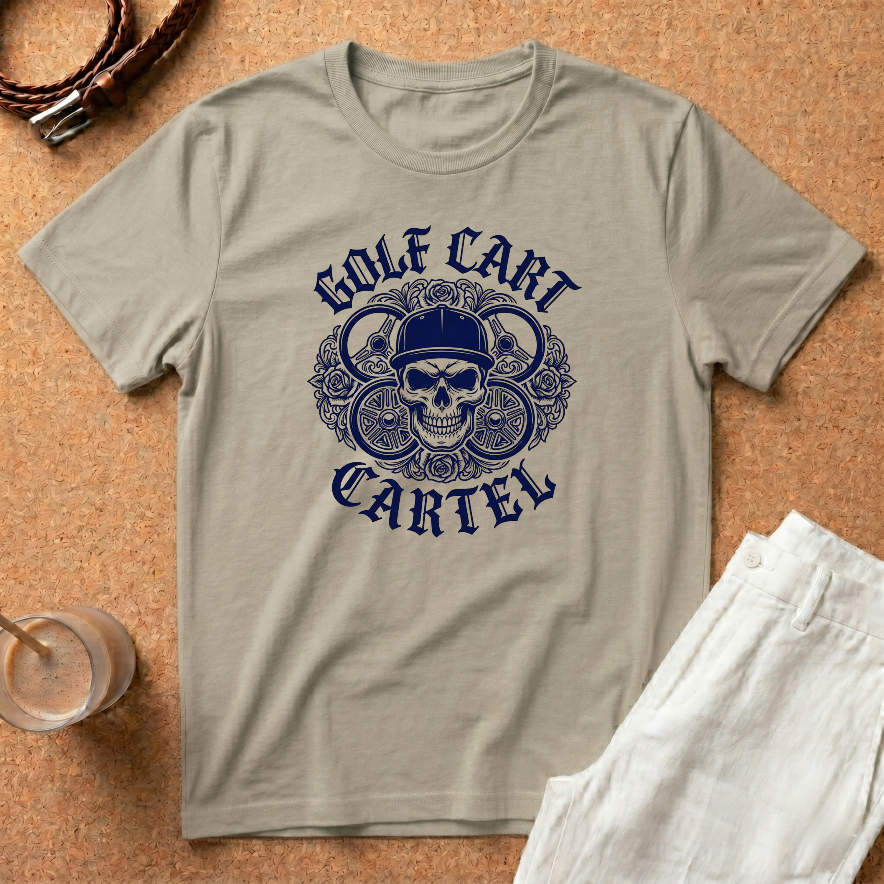Golf Cart Cartel Skull T-Shirt — Vintage Golfing Crew Tee
