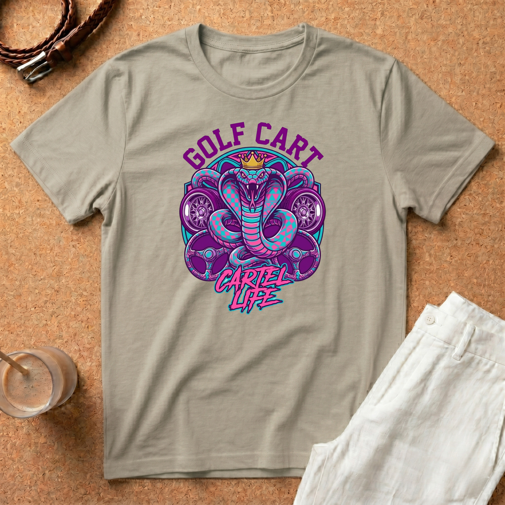 Golf Cart Tank Cobra T-Shirt — 'Cartel Life' Vintage Golf Graphic Tee