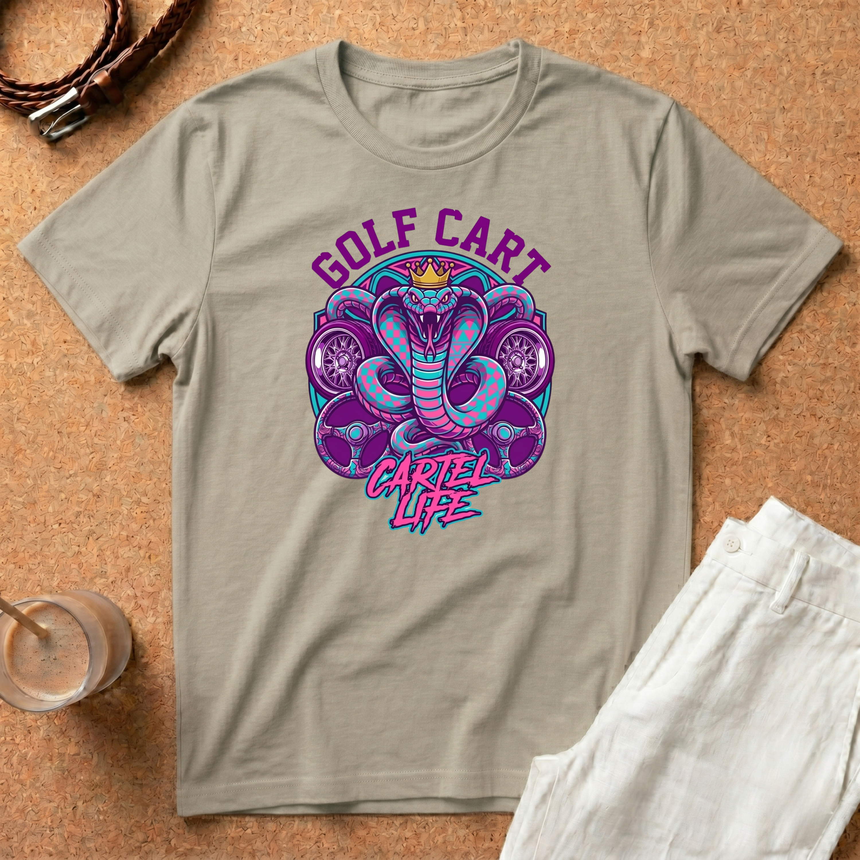 Golf Cart Tank Cobra T-Shirt — 'Cartel Life' Vintage Golf Graphic Tee