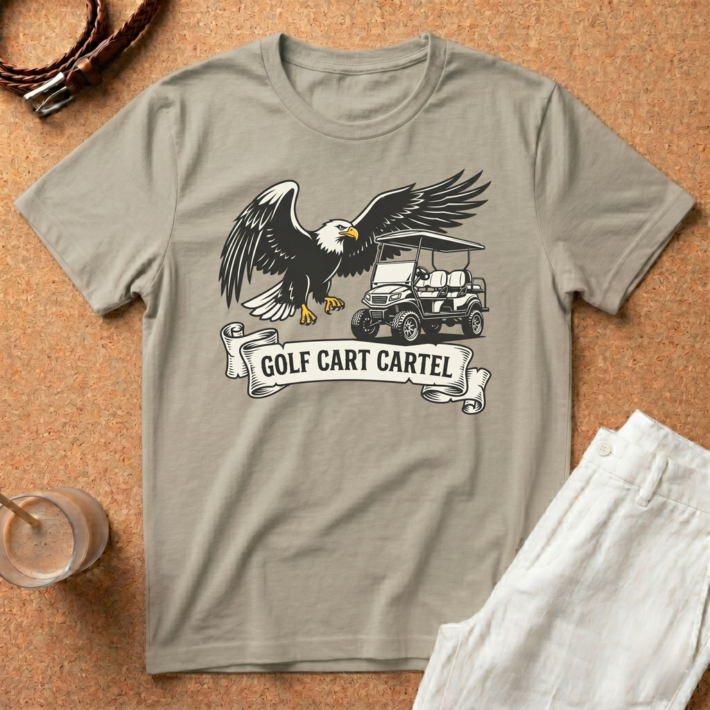 Golf Cart Cartel T-Shirt — Eagle & Golf Cart Retro Graphic Tee