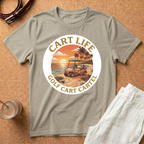 Golf Cart Life Sunset T-Shirt — "Cart Life: Golf Cart Cartel" Retro Beach Tee