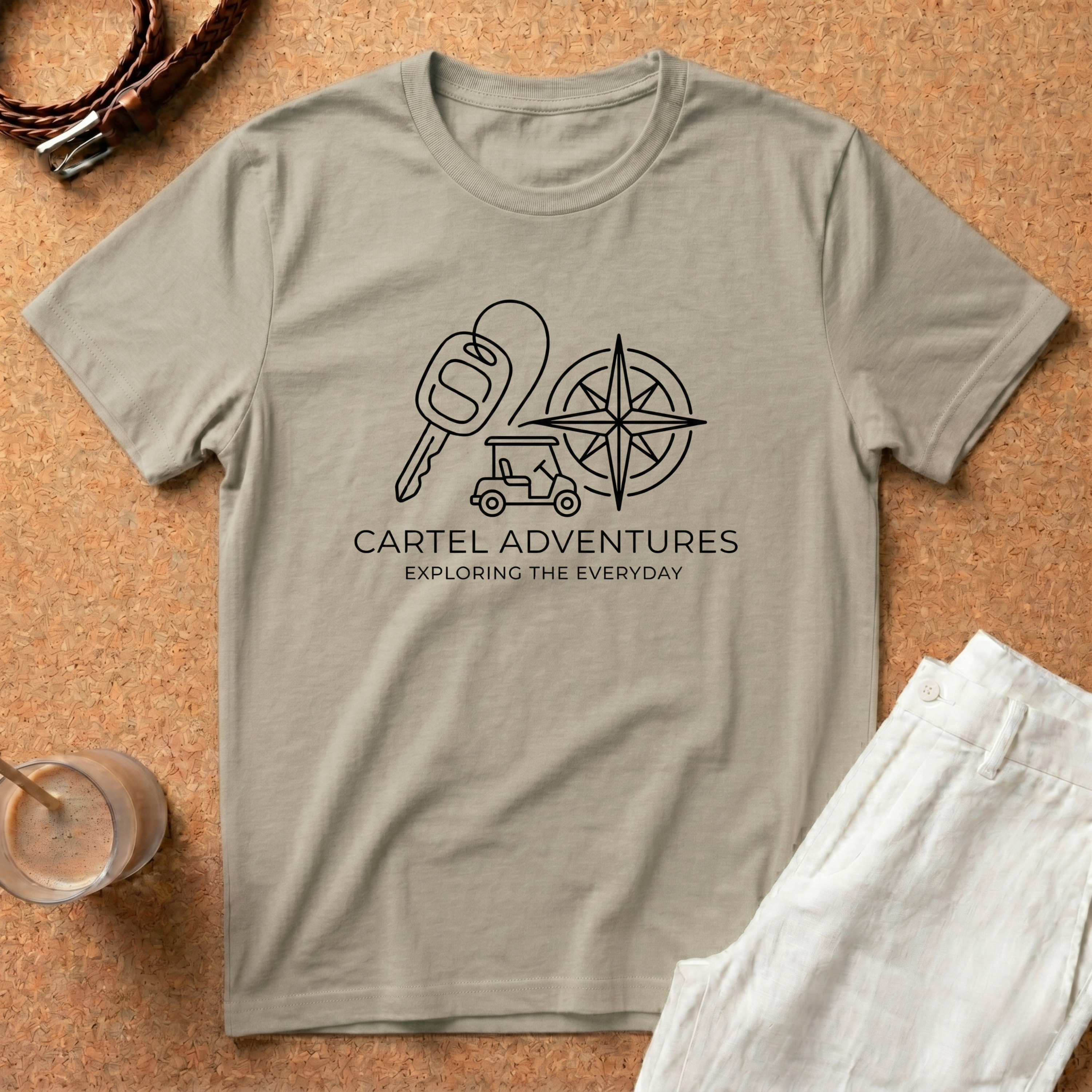 Cartel Adventures T-Shirt – 'Exploring the Everyday' Compass & Keys Travel Tee