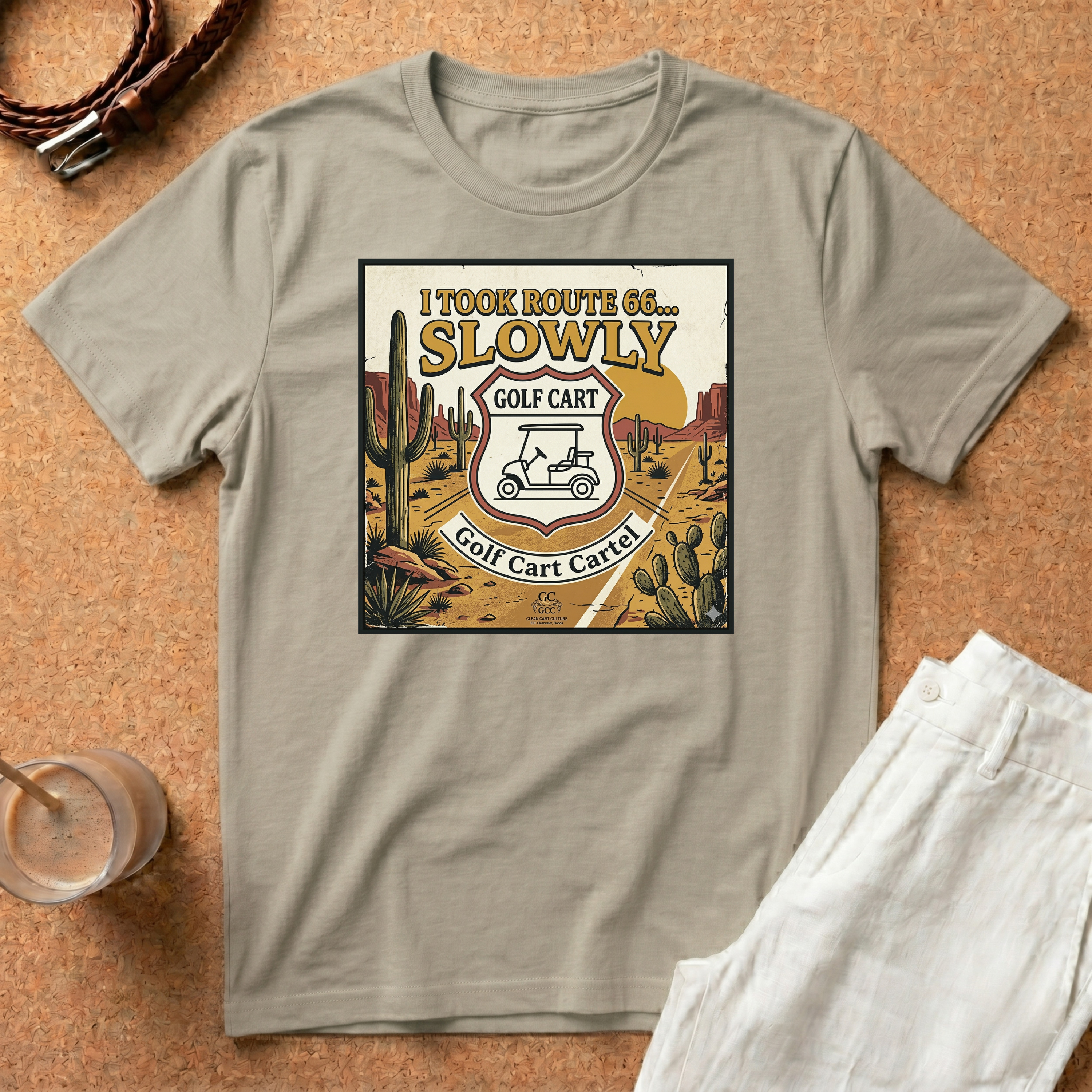 Golf Cart Cartel T-Shirt - I took Route 66 Slowly