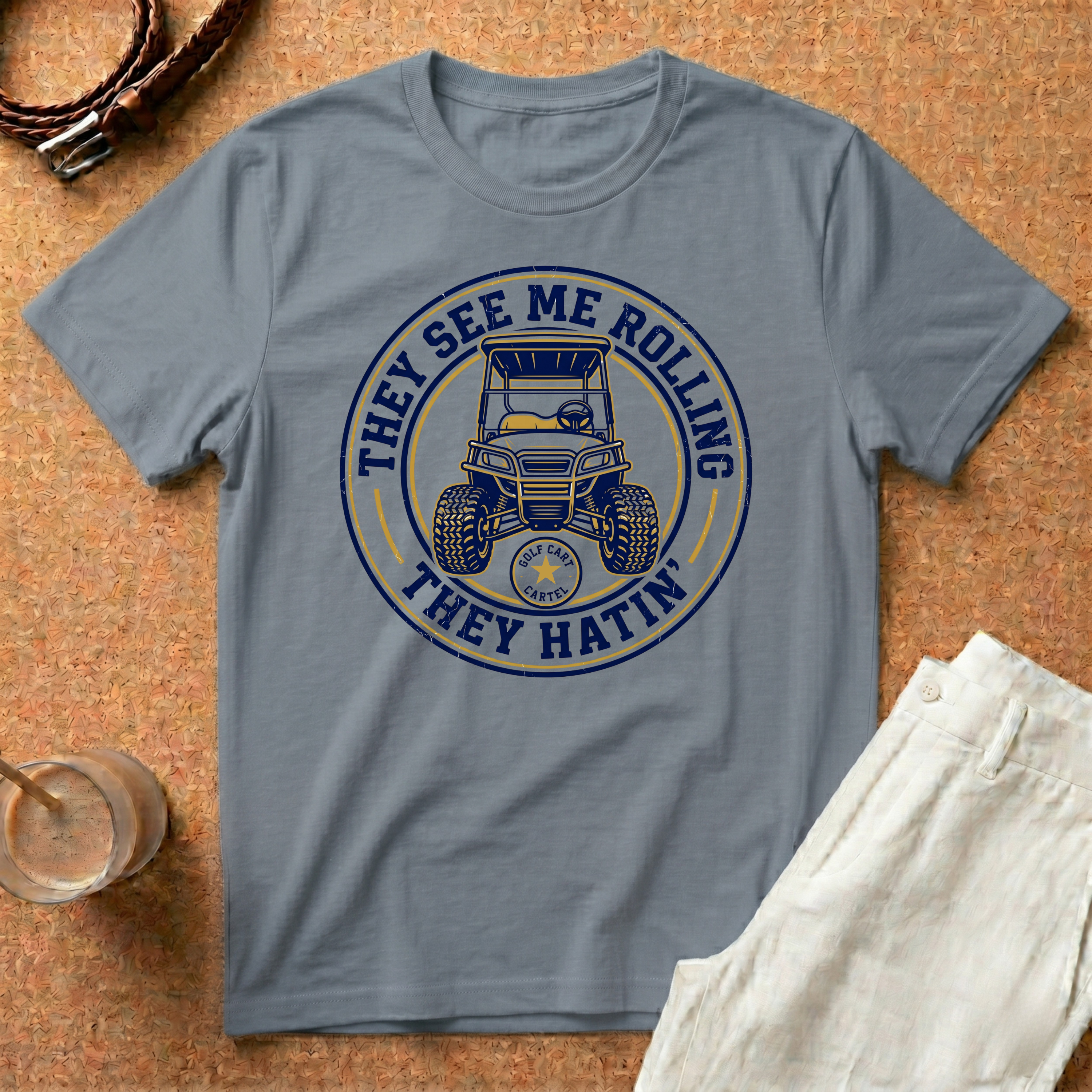 Golf Cart T‑Shirt — "They See Me Rolling They Hatin'" Vintage Golf Cart Tee