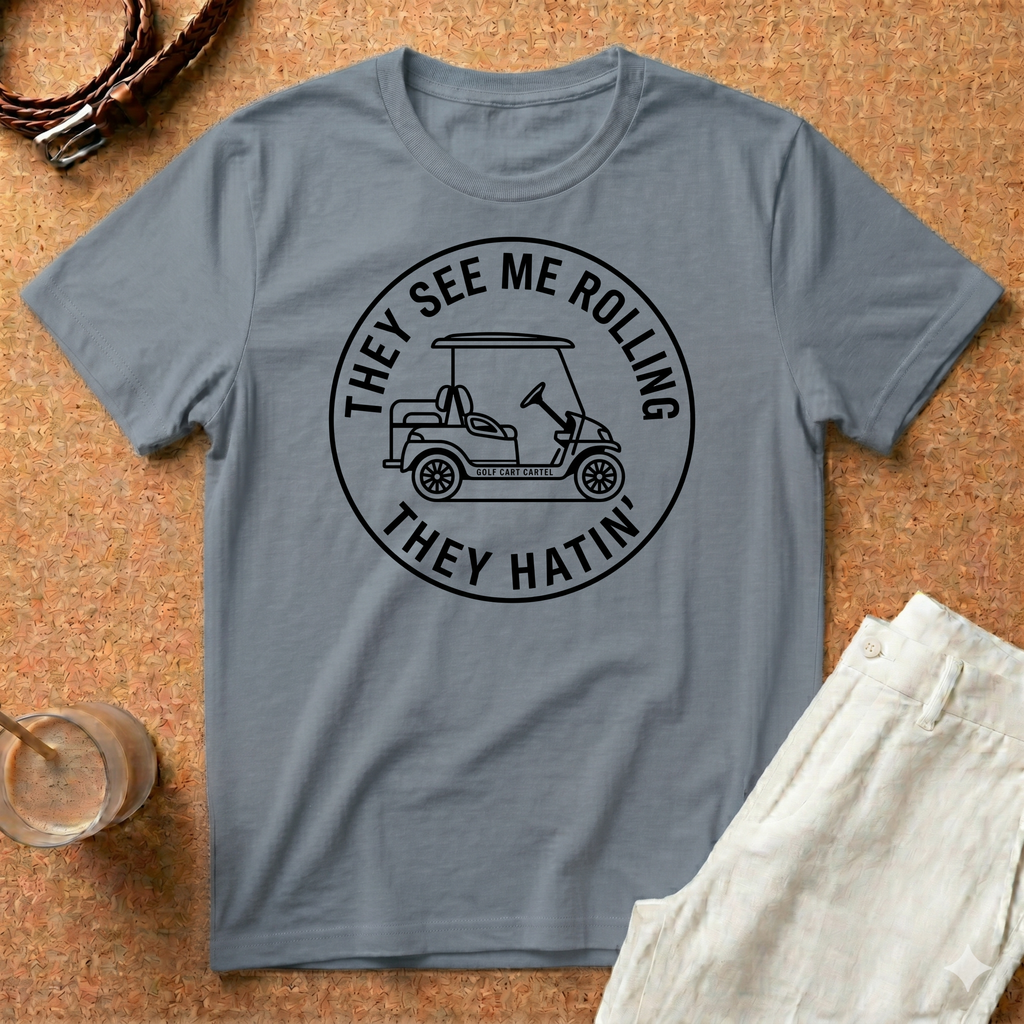 Golf Cart T-Shirt — "They See Me Rolling They Hatin'" Vintage Golf Tee