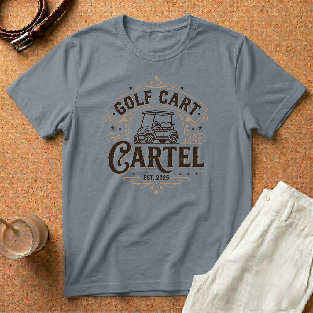 Golf Cart Cartel T-Shirt — Vintage Golf Cart Graphic Tee (Est. 2025)