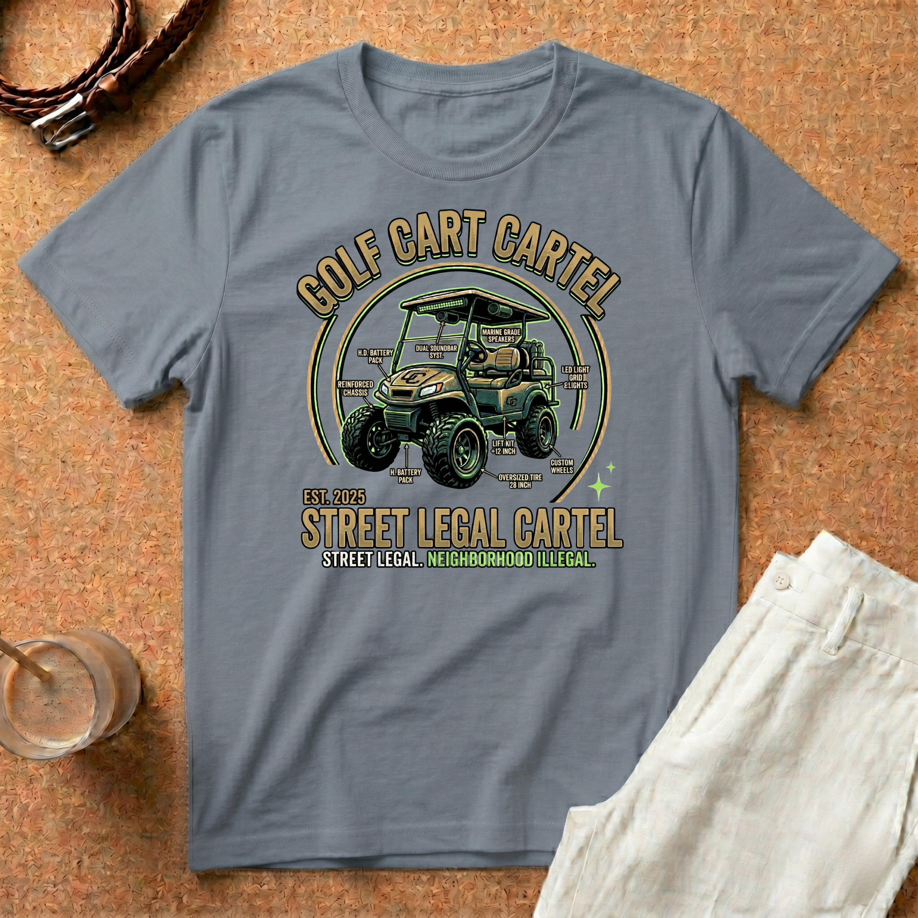Golf Cart Cartel T-Shirt — “Street Legal Cartel” Vintage Golf Cart Tee