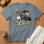 Golf Cart T‑Shirt — 'Golf Cart Cartel' Bulldog & Golf Buggy Graphic Tee